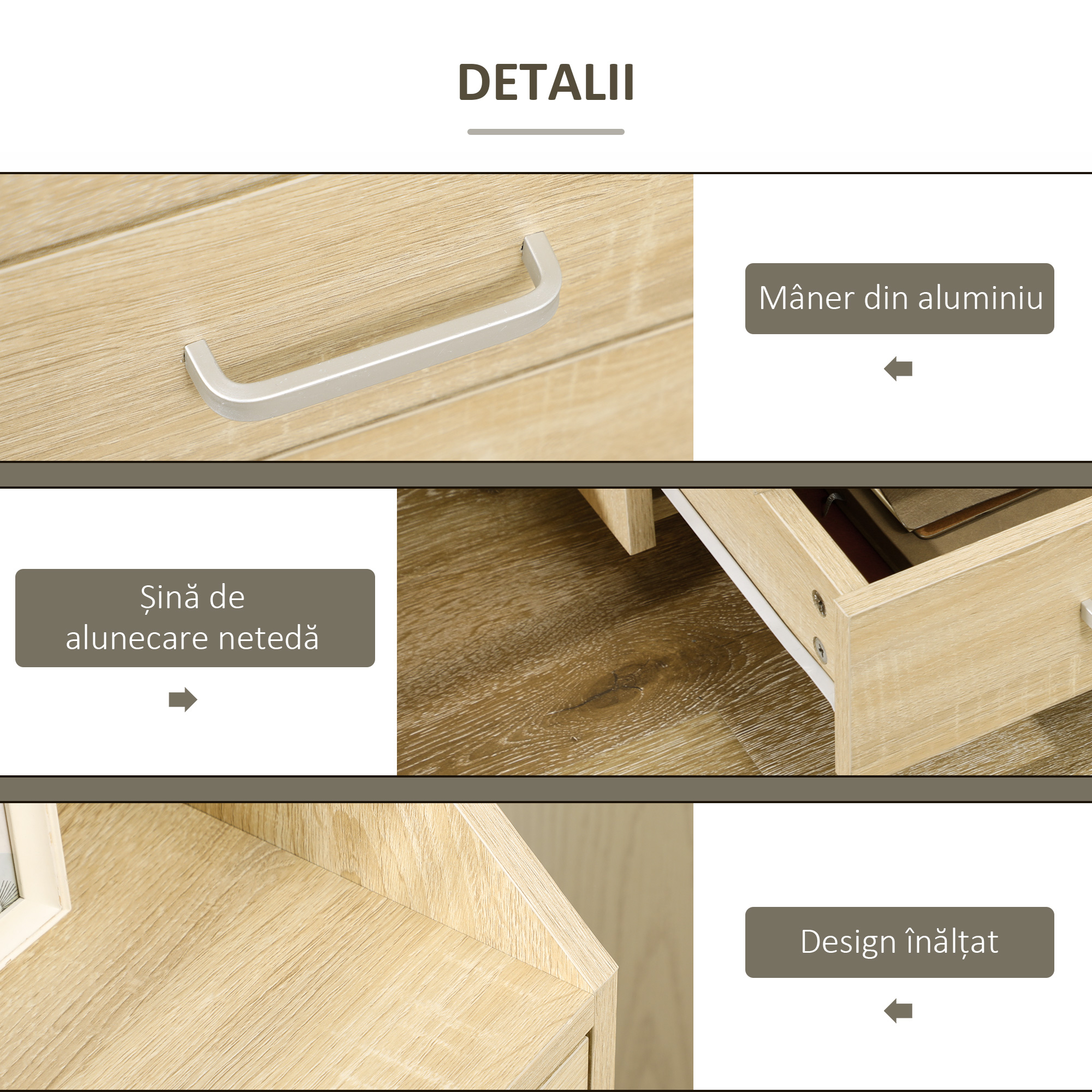  Fiset pentru Birou din Lemn cu 4 Sertare, Lemn Natur [5]