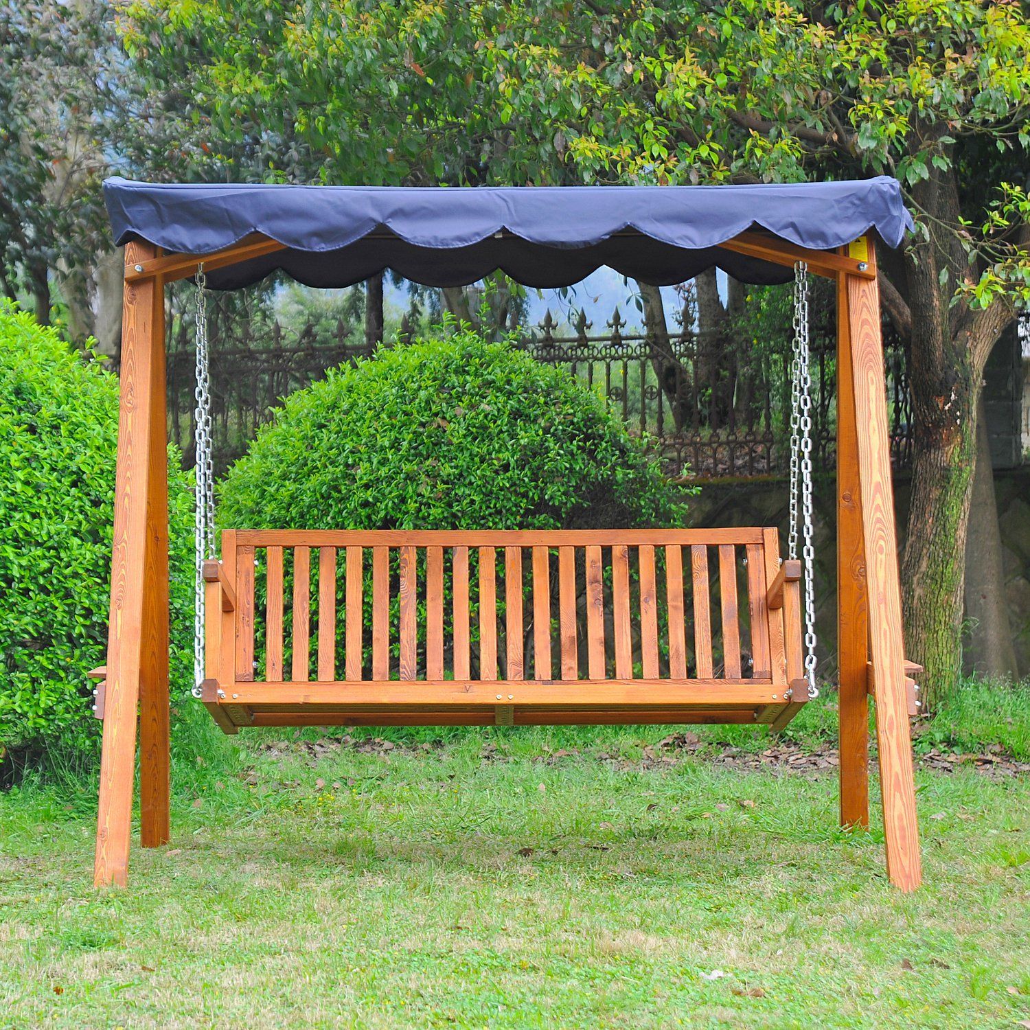  leagan de gradina cu 3 locuri, lemn, 200x130x185 cm [3]