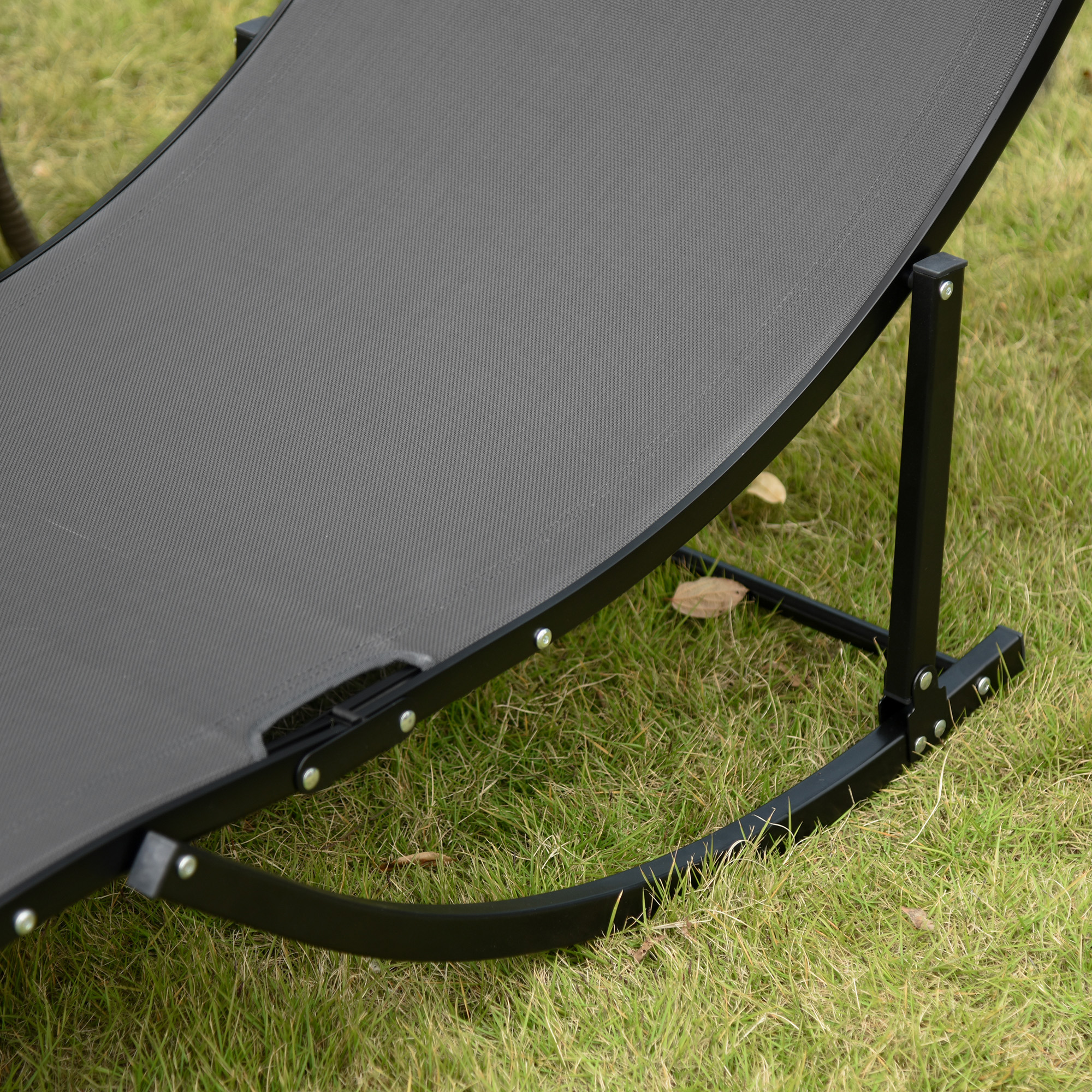  Set 2 sezlonguri de Gradina Pliabile, sezlong pentru Plaja din Aluminiu si Textilen, 61x165x63 cm [8]