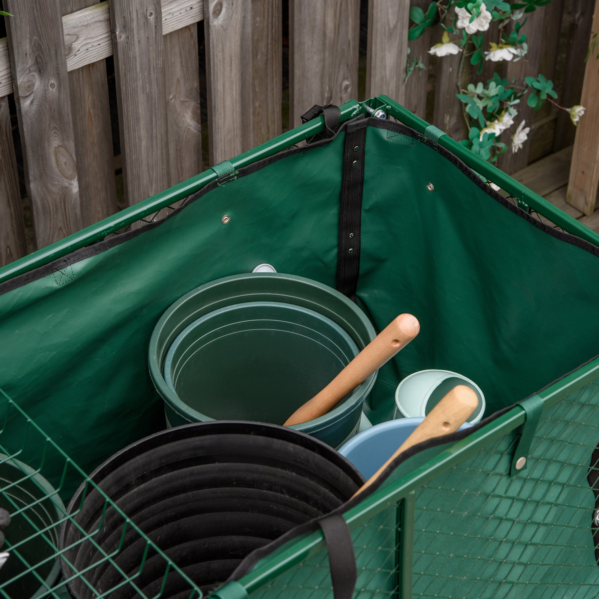  Carucior Gradina 342 L - Structura Otel, Rabatabil, Verde [7]