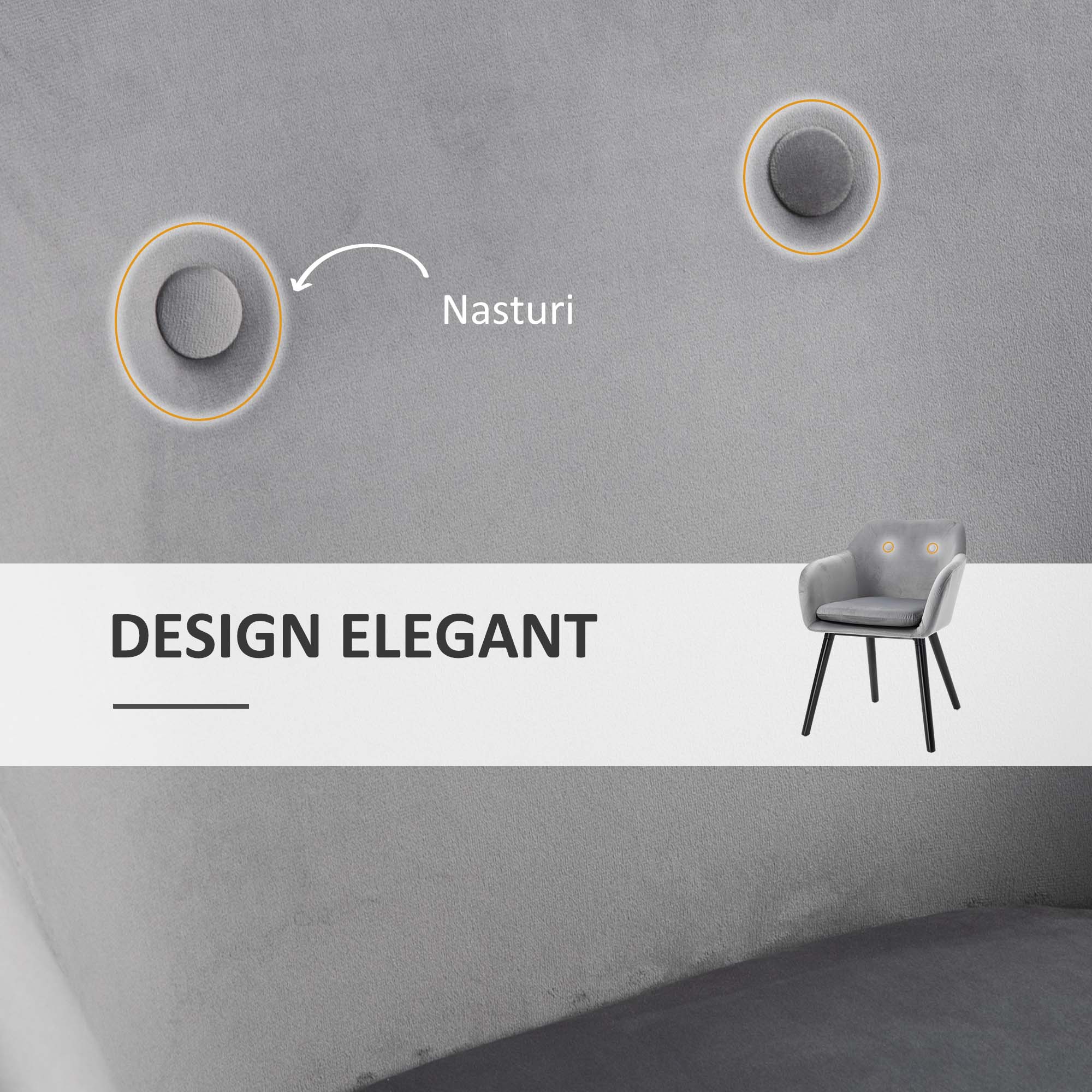  Set de 2 scaune pentru sufragerie, 54x56x74cm, gri [3]