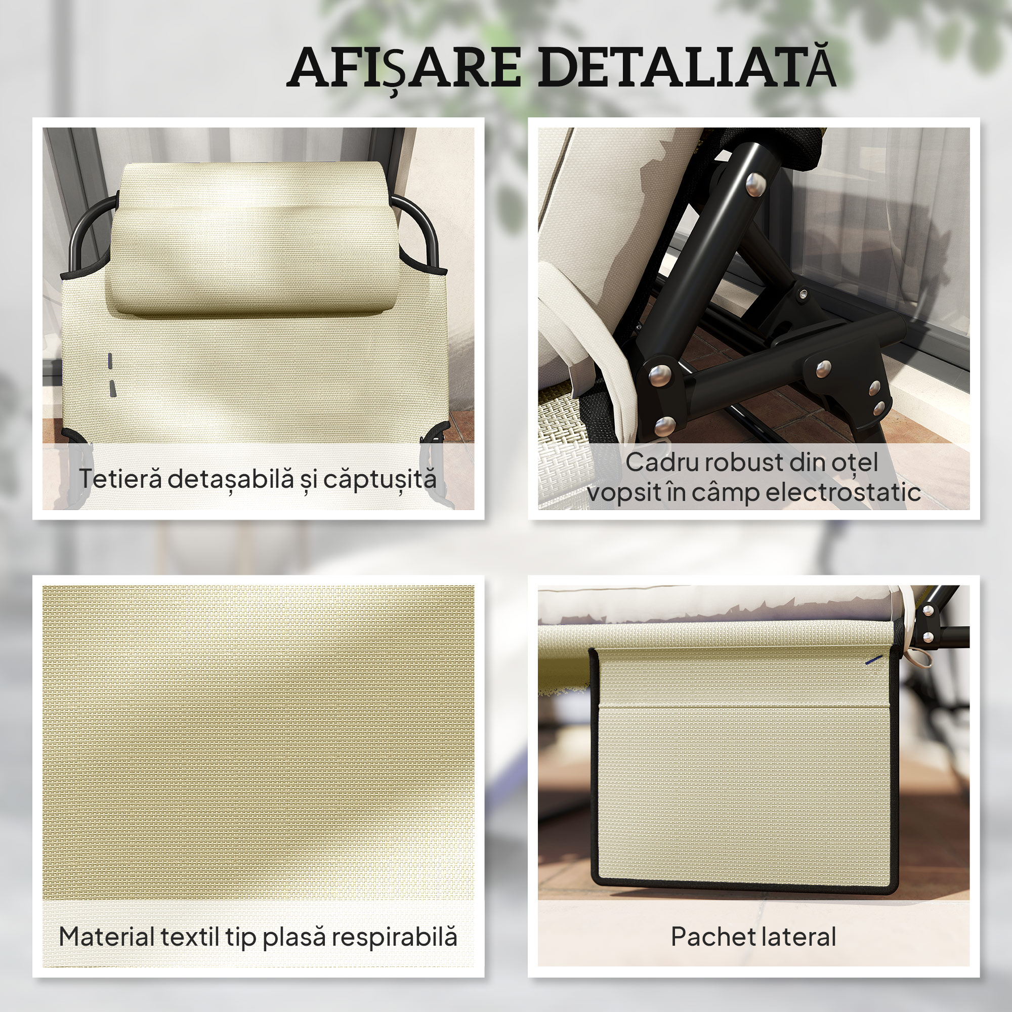  Sezlong pliabil cu spatar inclinabil pe 4 nivele, Scaun [5]