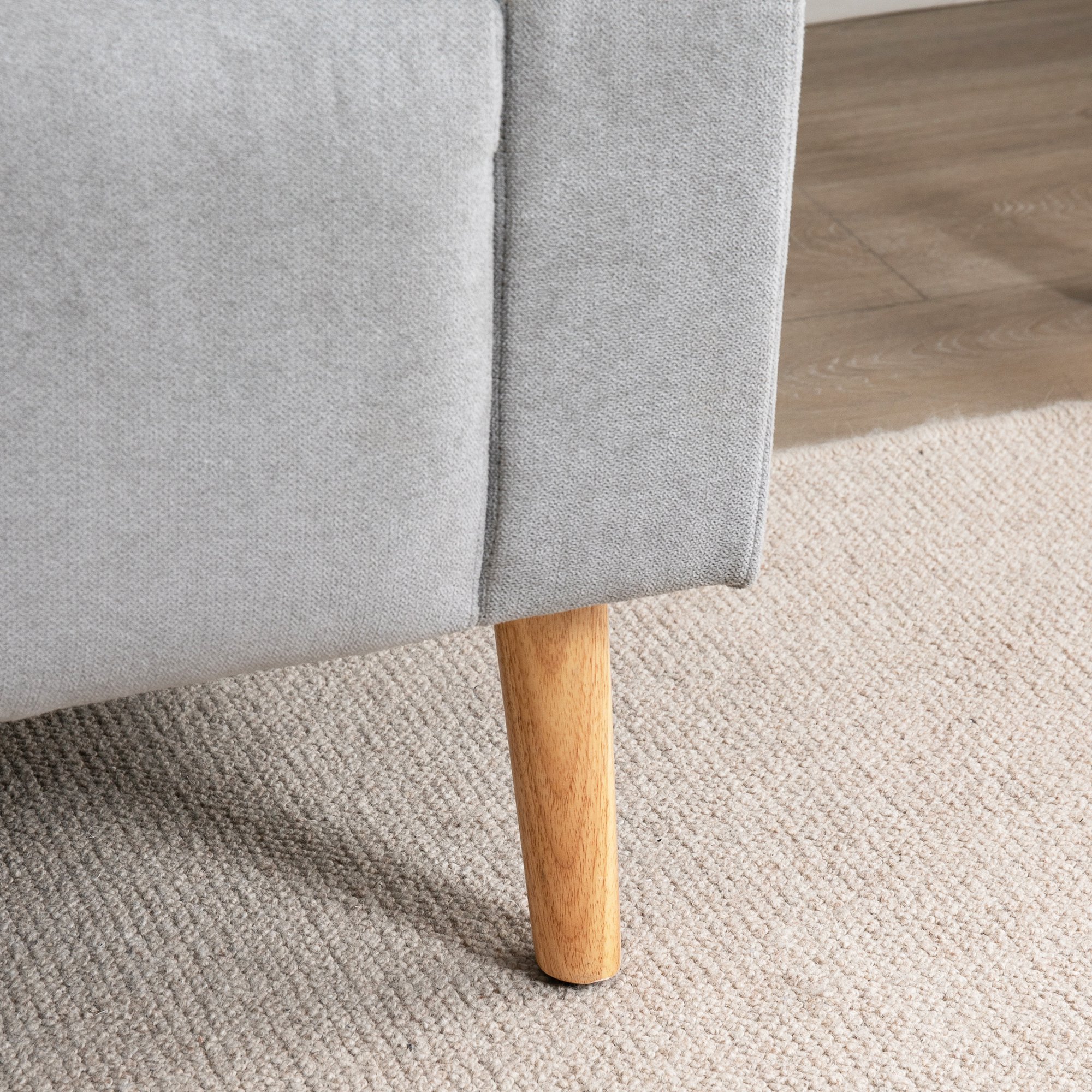  Canapea Compacta 2 Locuri Design Modern, Spate Matlasat, Gri [7]