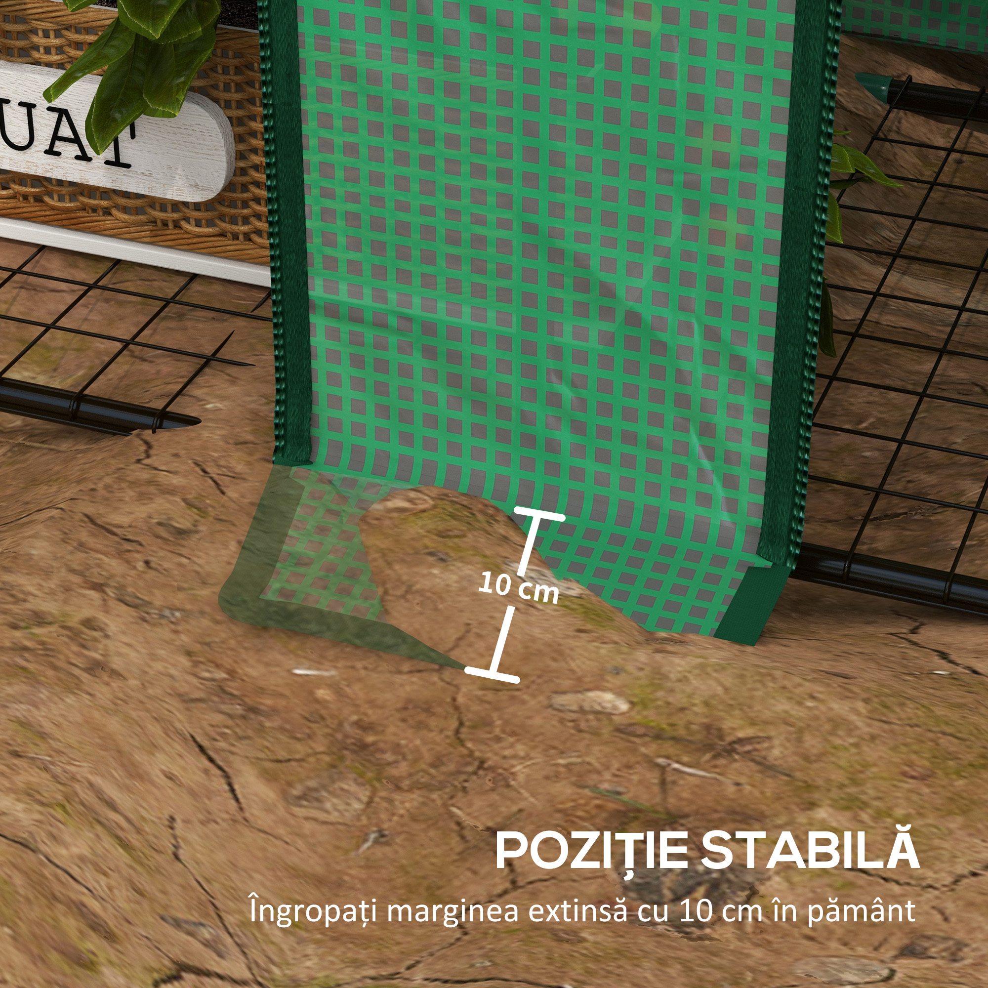  Sera de Gradina cu Copertina din PE, Sera cu Acoperis inclinat, 2 Usi Rulante si 6 Rafturi, 143x46x151cm, Verde [6]