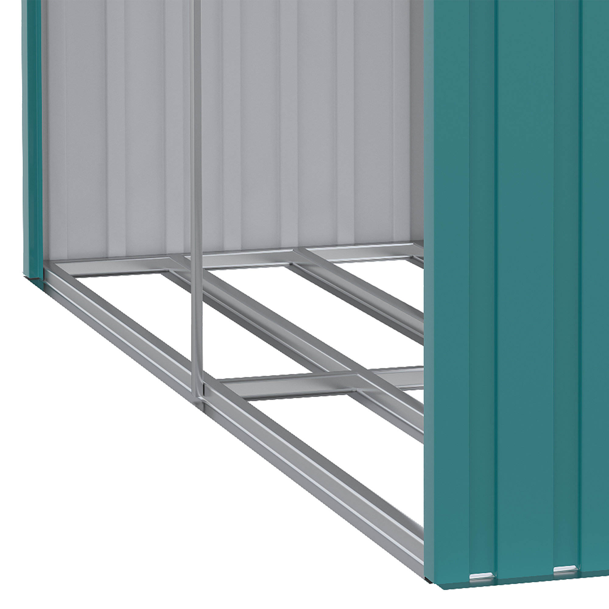  Magazie de Depozitare a Bustenilor, Casa pentru Lemne de Foc din Otel Galvanizat cu Podea inaltata, 240x86x160 cm, Verde [8]