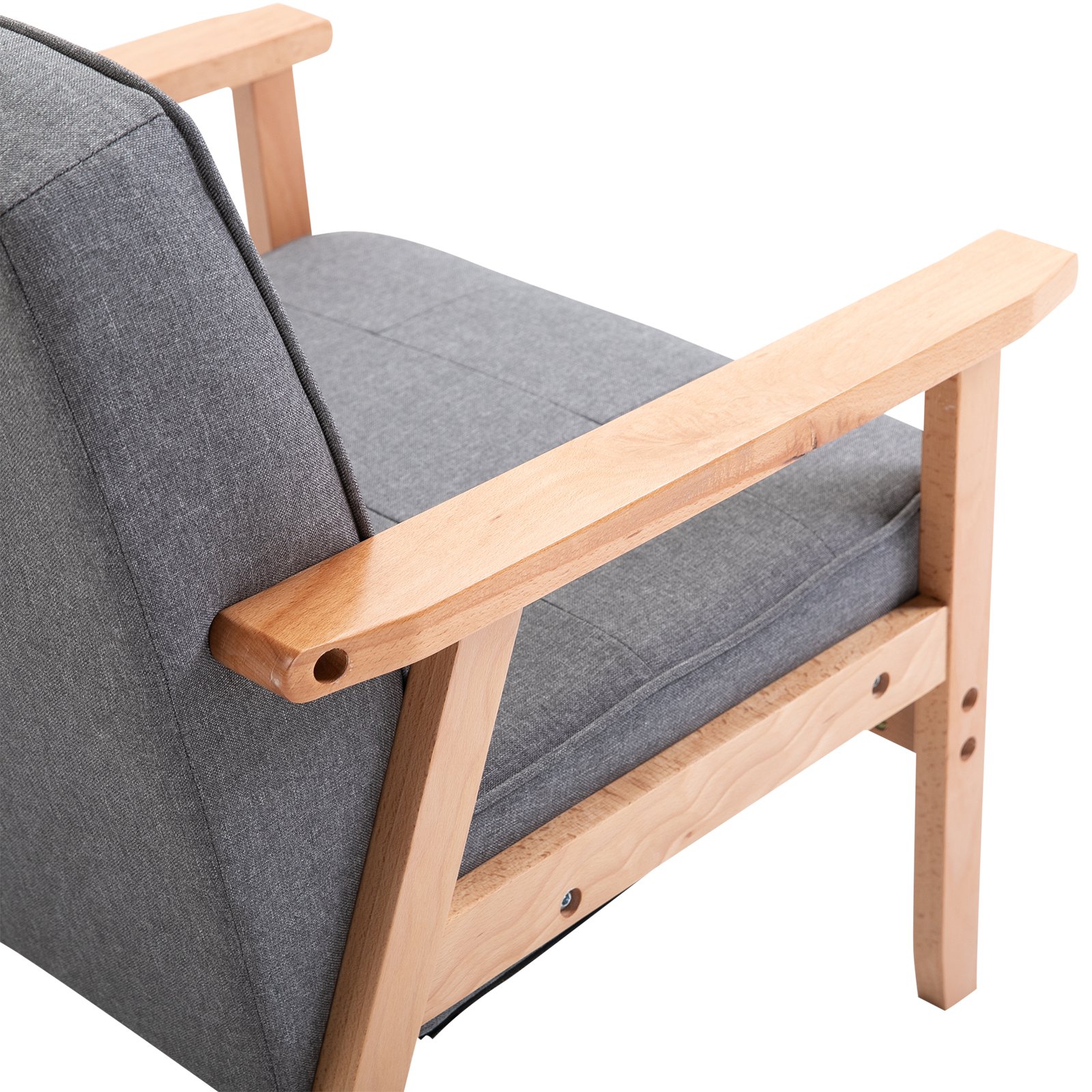  Fotoliu Vintage Stil Scandinav Moale si Confortabil Capitonat cu Butoni, 64,5x70x74 cm, Gri [7]