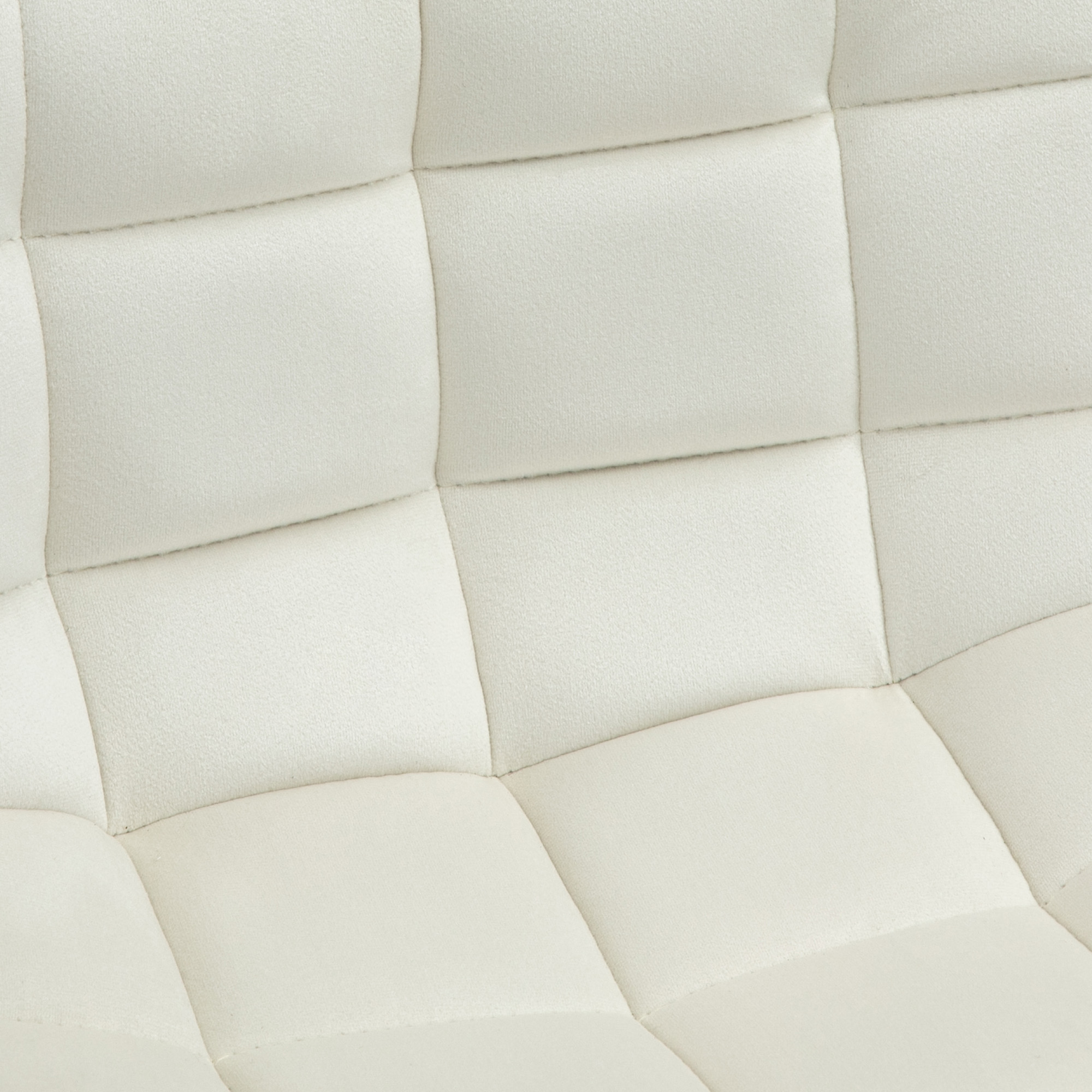  Set de 2 scaune de bar cu spatar si suport pentru picioare, scaune inalte tapitate in stil nordic din metal si catifea, alb-crem, 45x47x84 cm [7]