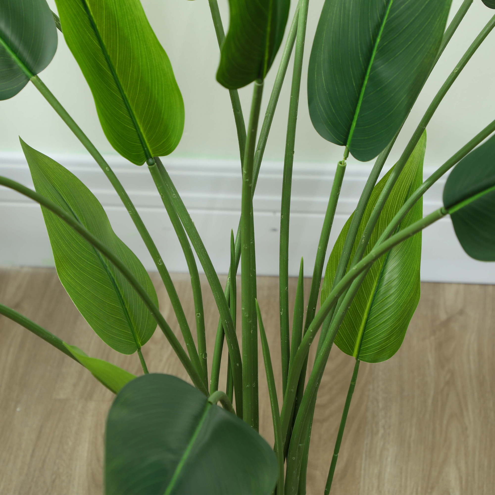  Planta artificiala verde Pasarea Paradisului cu 20 de frunze, 140 cm, cu ghiveci, din PE, PEVA si PP [8]