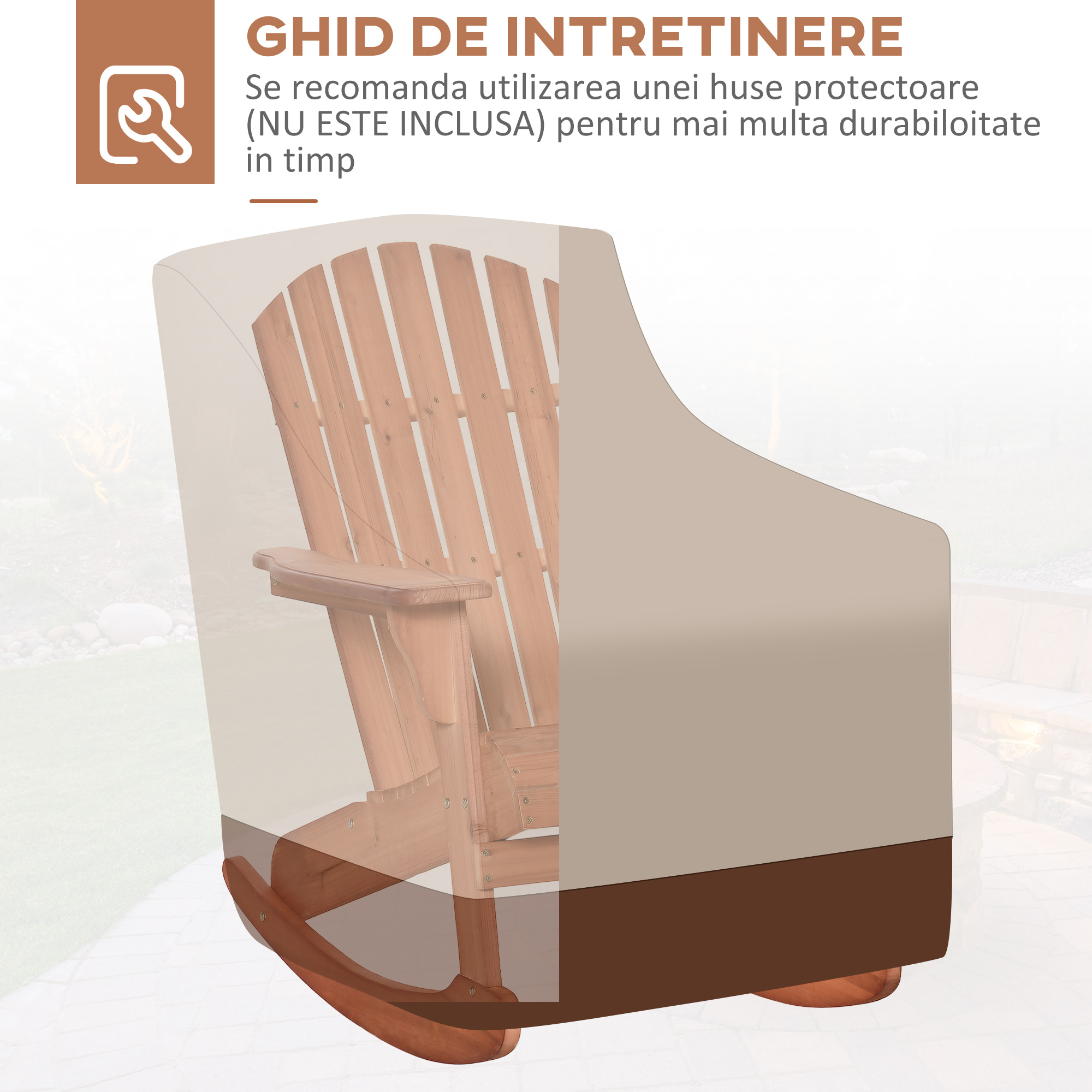  Scaun Adirondack Impermeabil din Lemn pentru Gradina si Exterior, 77x94x97 cm, Lemn Natural [7]