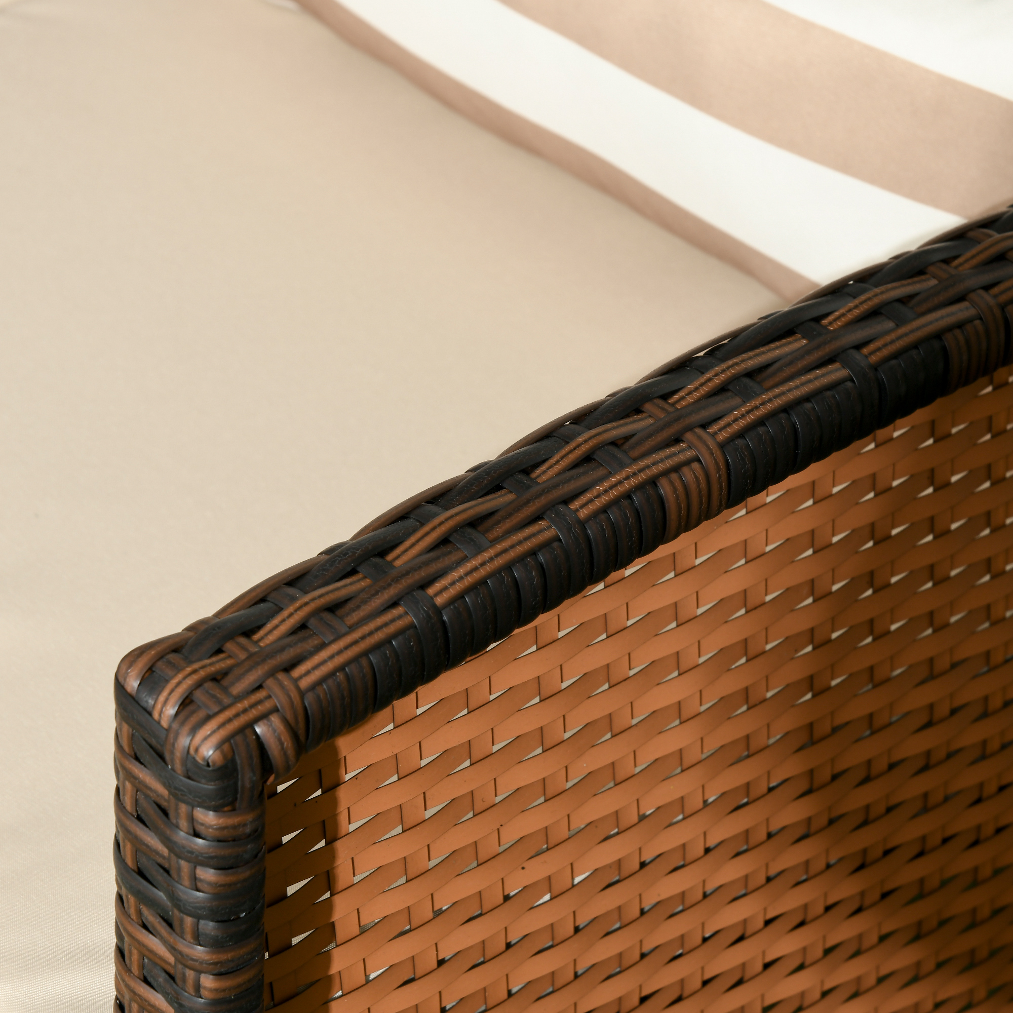  Canapea de exterior cu 3 locuri, din ratan PE, cu perne confortabile si detasabile, 173x68x78 cm, maro [8]