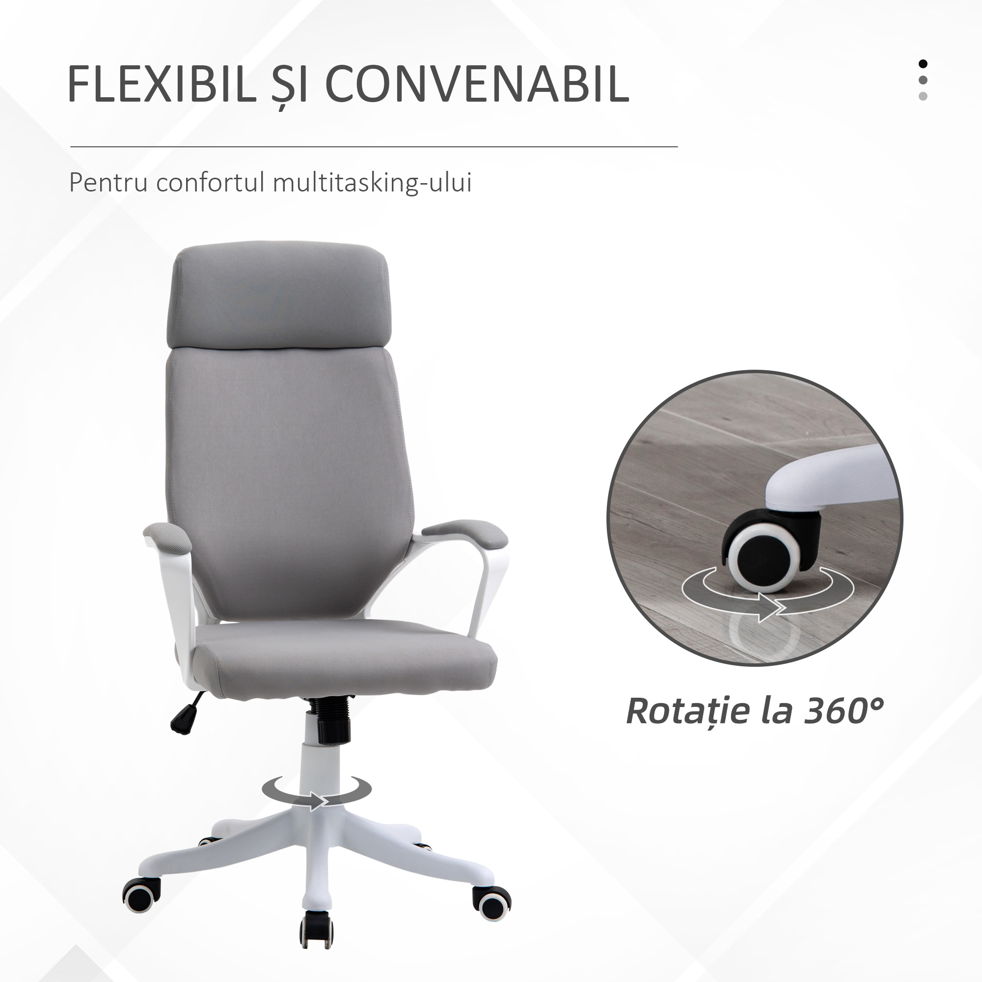  Scaun de Birou Pivotant Inaltime Reglabila Tetiera si Balansoar Gri [5]