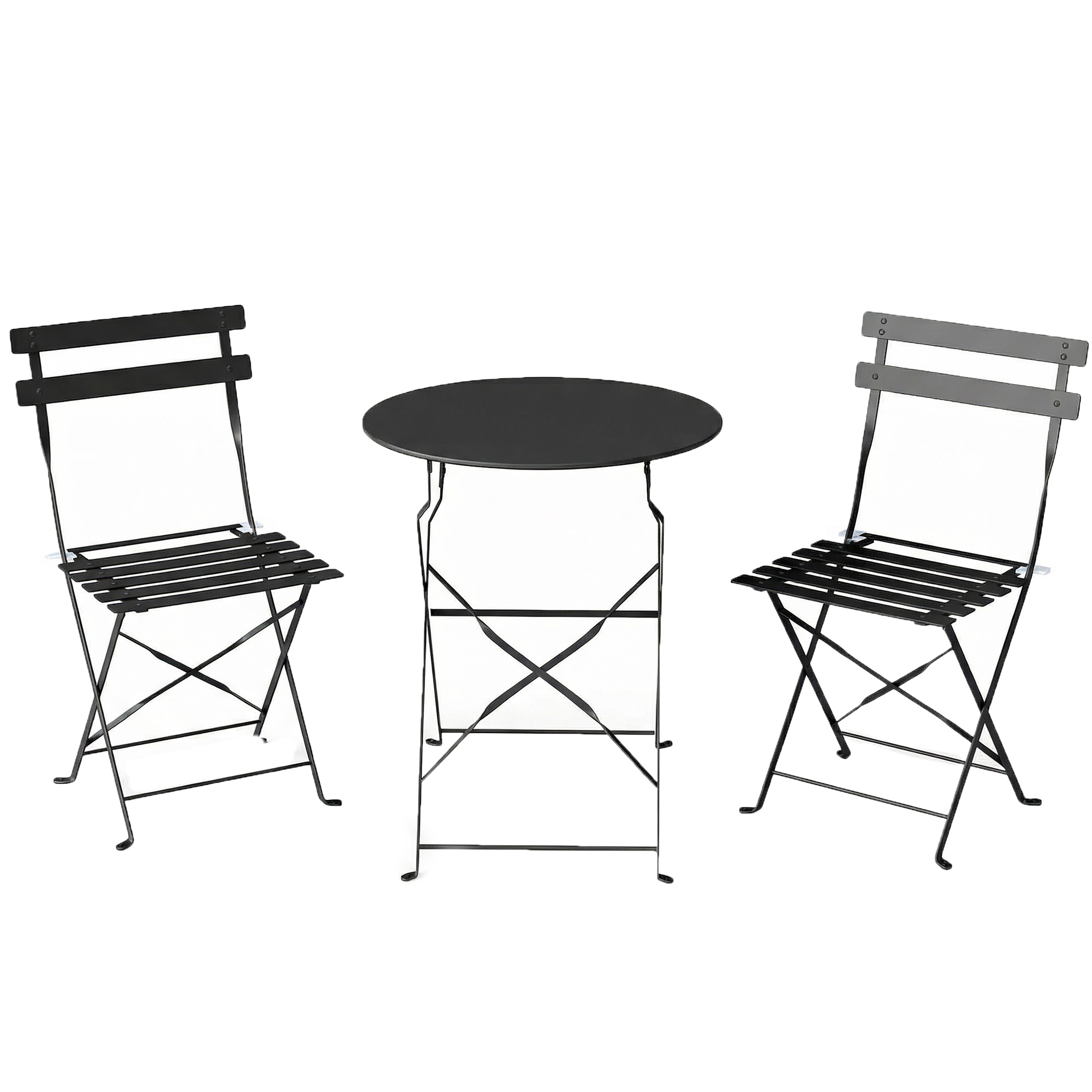 Gradina & balcon -  Set Bistro Exterior, Mobilier Pliabil cu Masa si 2 Scaune, Negru