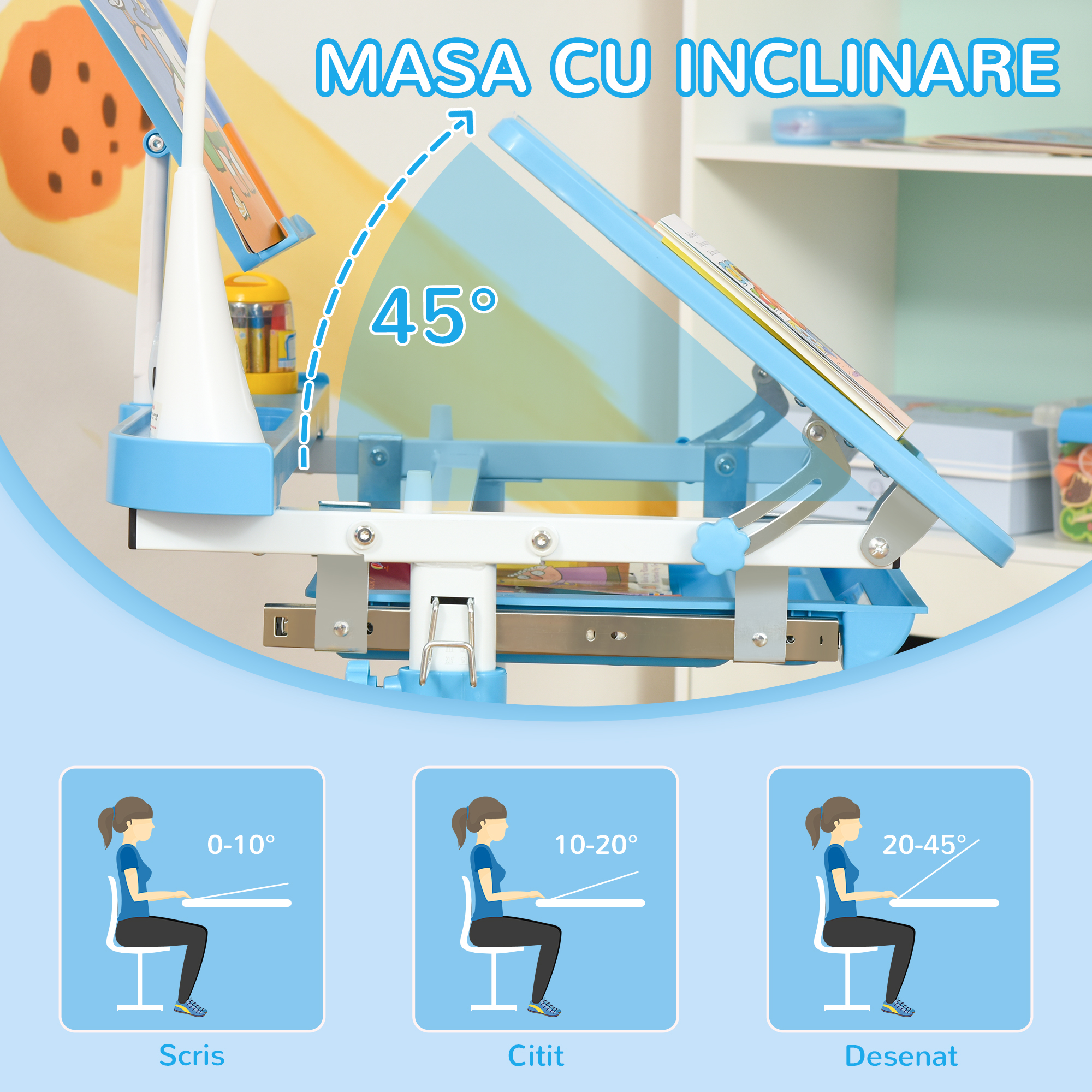  Masa si Scaun Reglabil pentru Copii 6-12 ani [6]