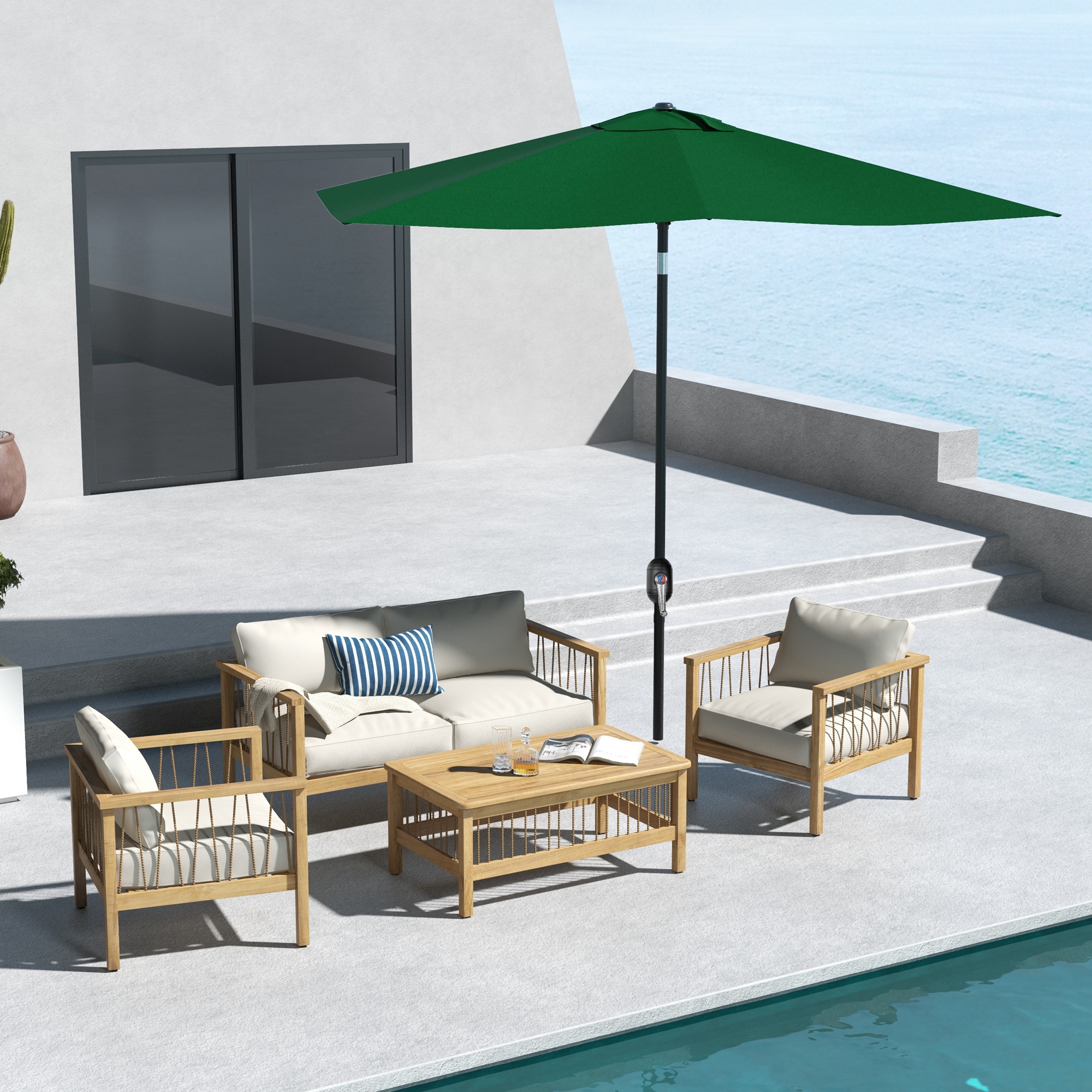  Ombrellone da Giardino 2x3m Inclinabile e Apertura a Manovella Grigio [1]