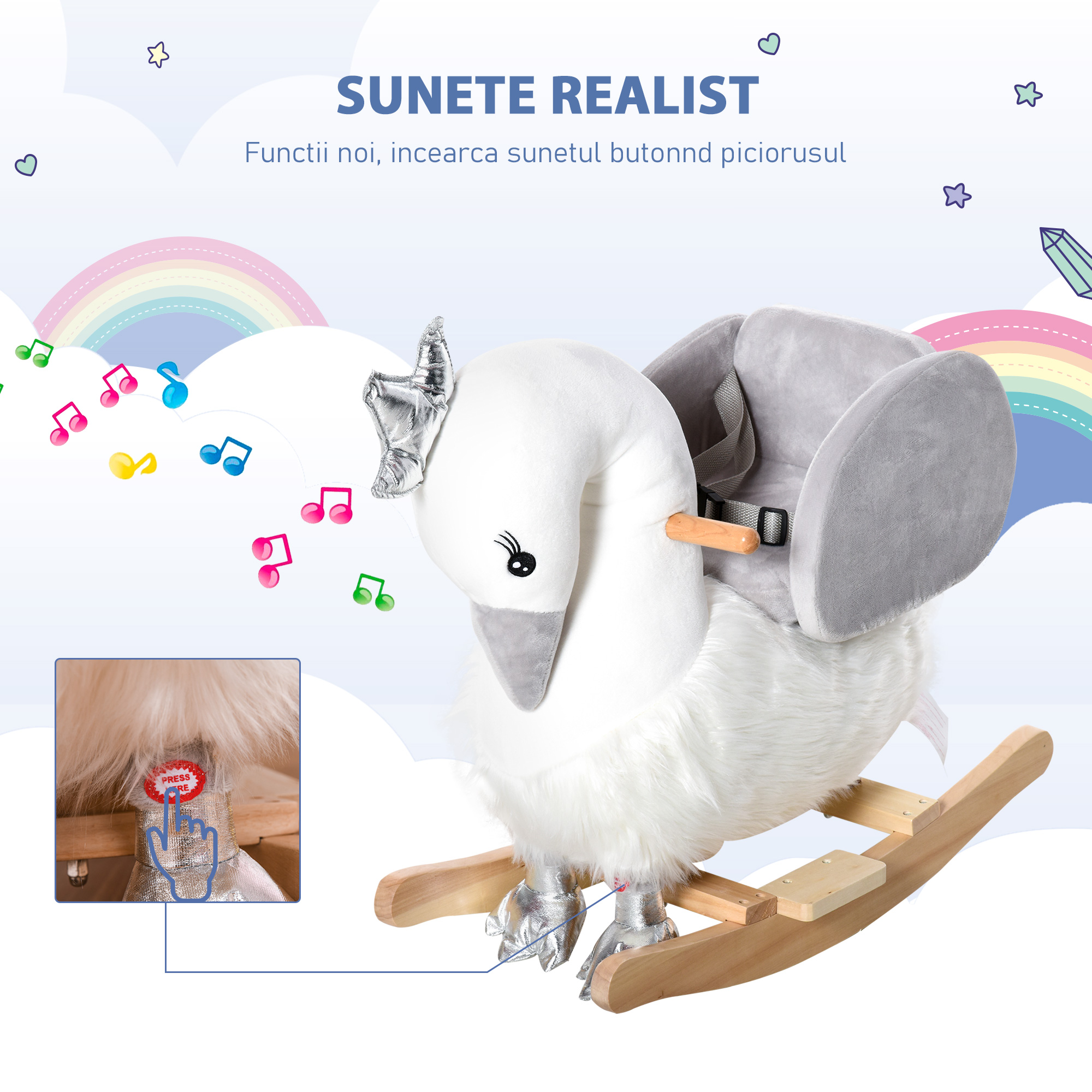  Calut Balansoar Stil Lebada - Cu Sunet si sezut Captusit 18-36 Luni [7]