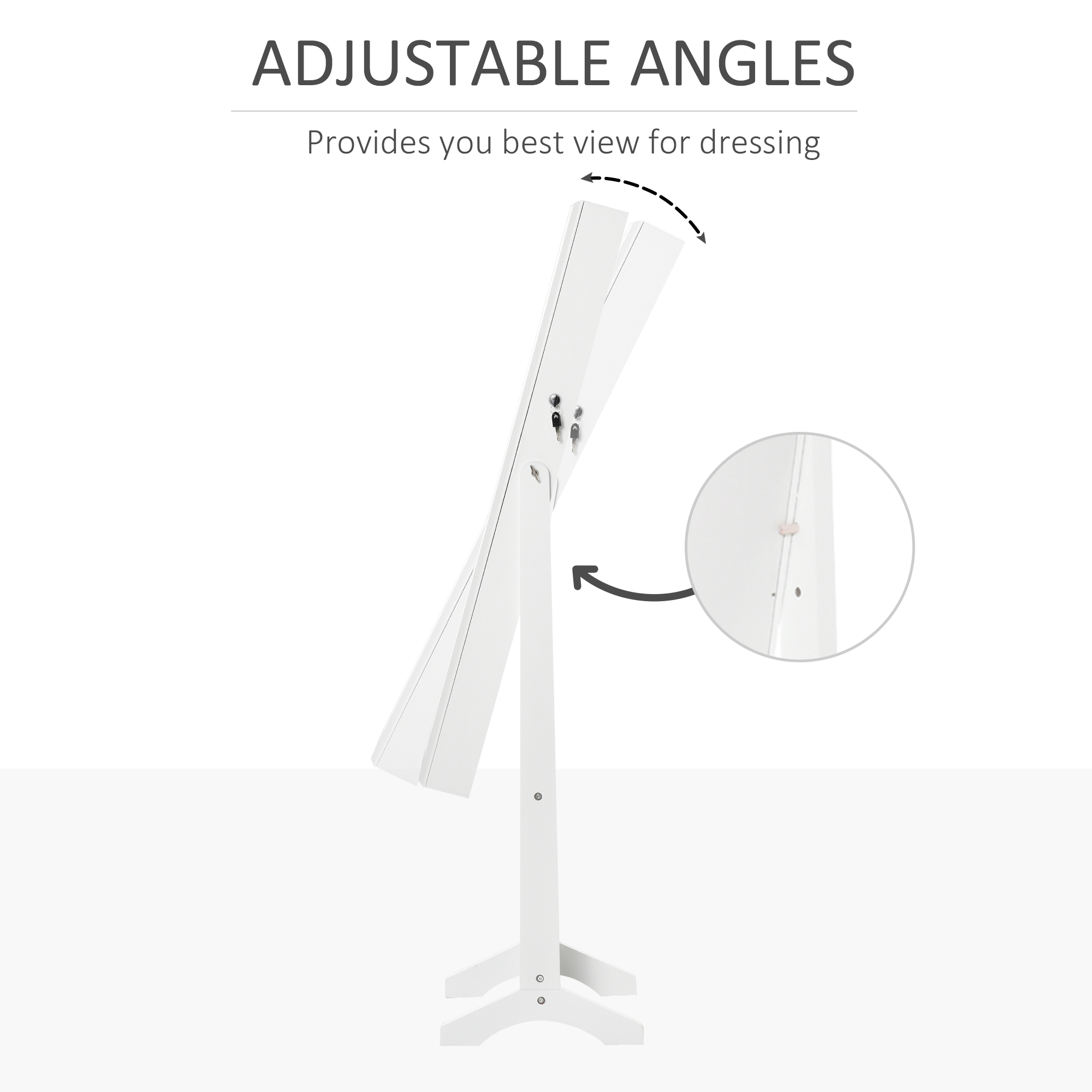  Dulap Portbijuterii cu Oglinda, incuietoare si Organizator Inele si Cercei Alb [4]