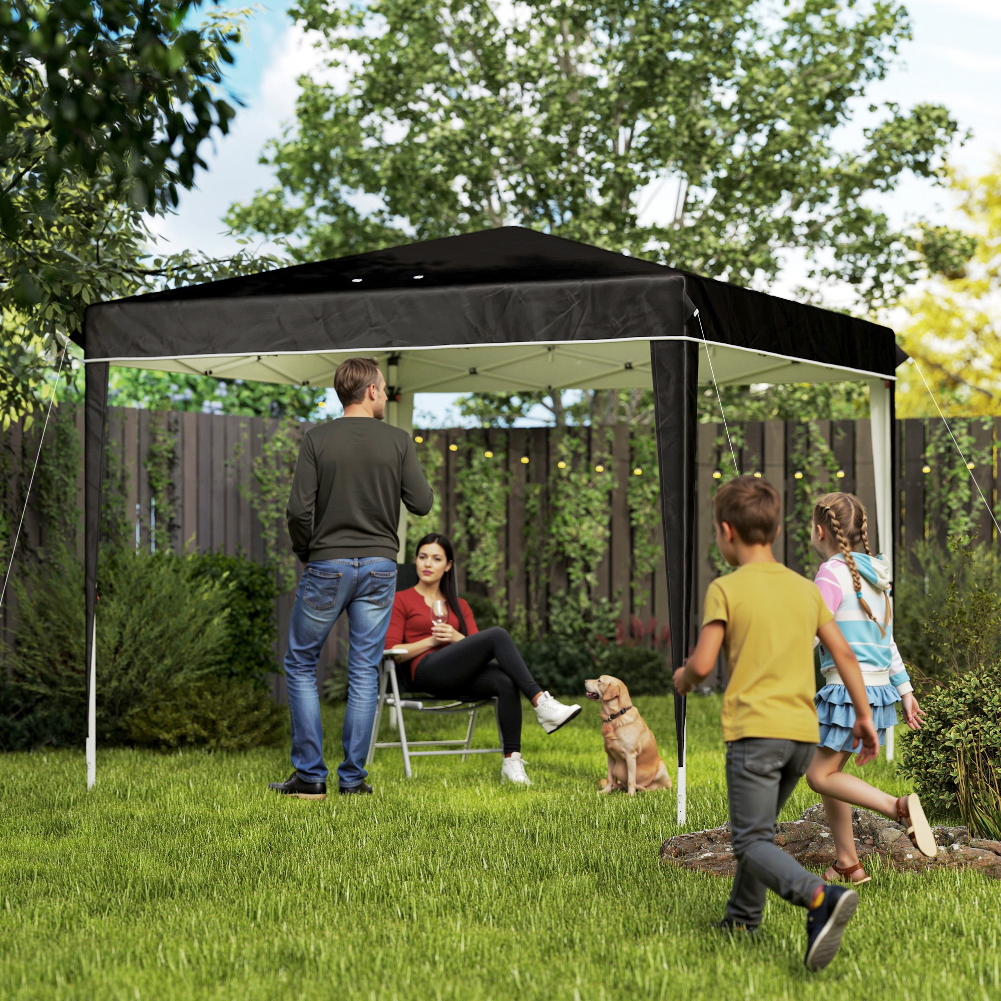  Pavilion Pliabil cu inaltime Reglabila si Geanta de Transport, 300x300x273 cm, Negru [1]