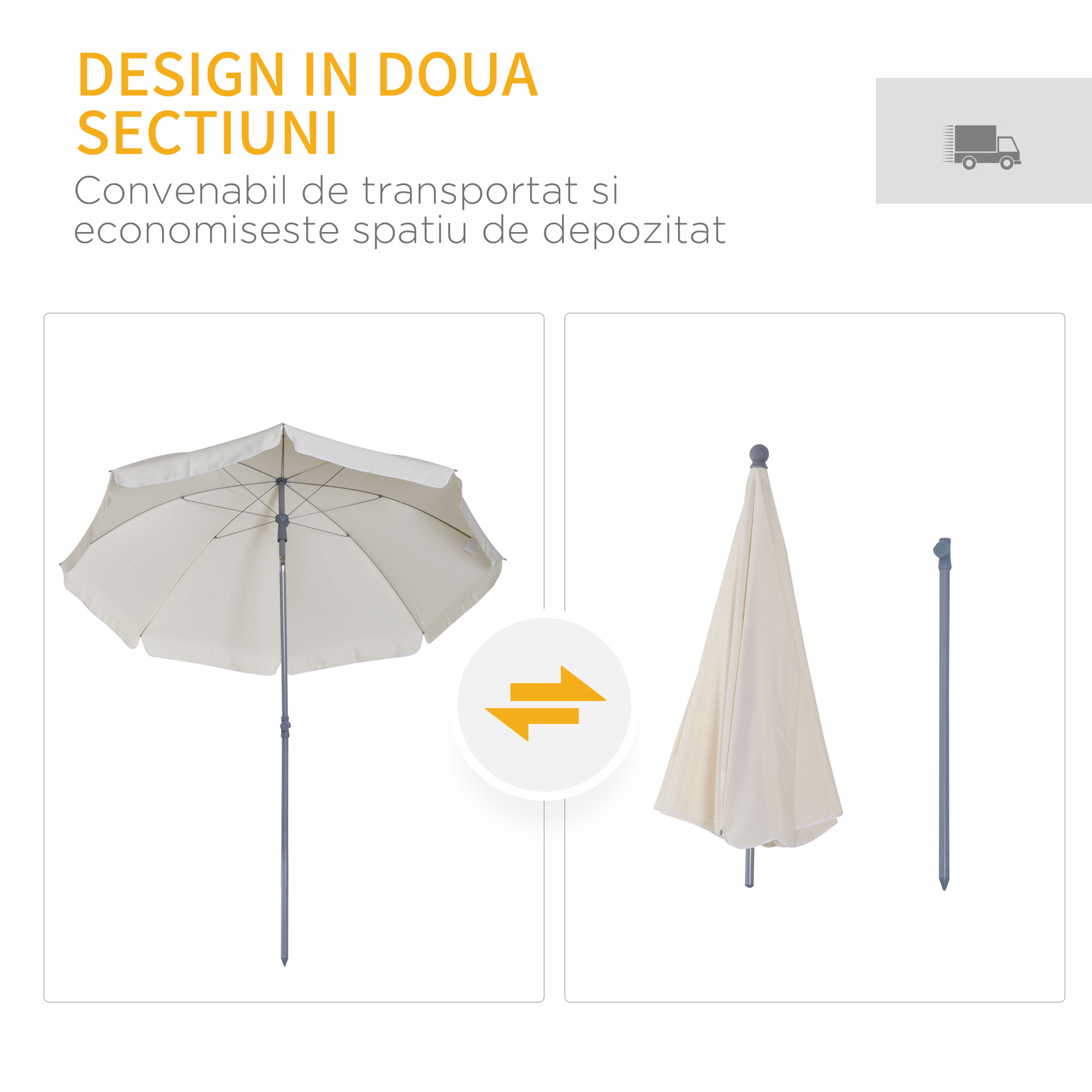  Umbrela de Gradina cu Acoperis Reglabil Φ220, Crem alb [4]