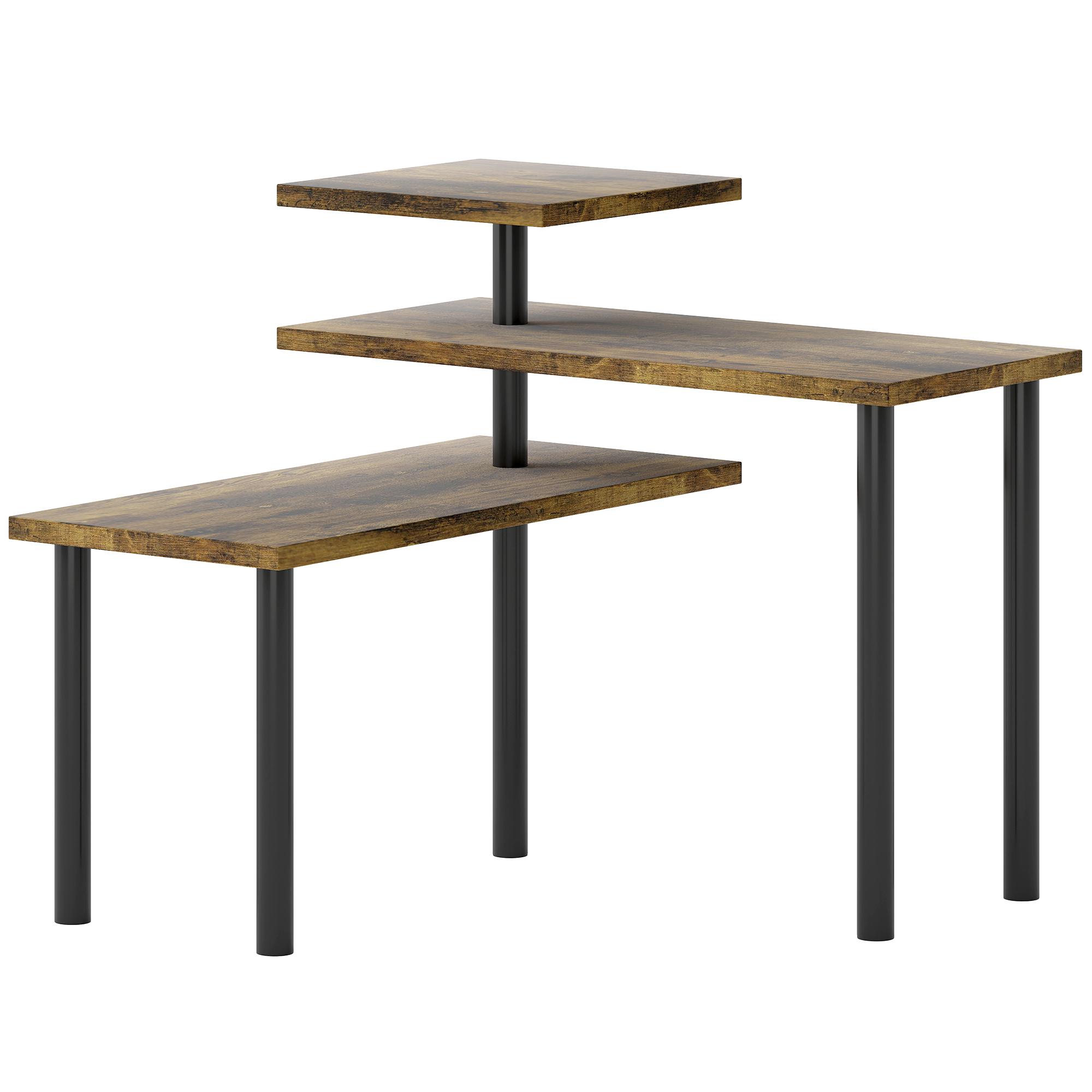 Bucatarie -  Raft de Bucatarie cu 3 Nivele Rotative Economisitor de Spatiu din Lemn si Otel, 40x10x36.5 cm, Maro Rustic