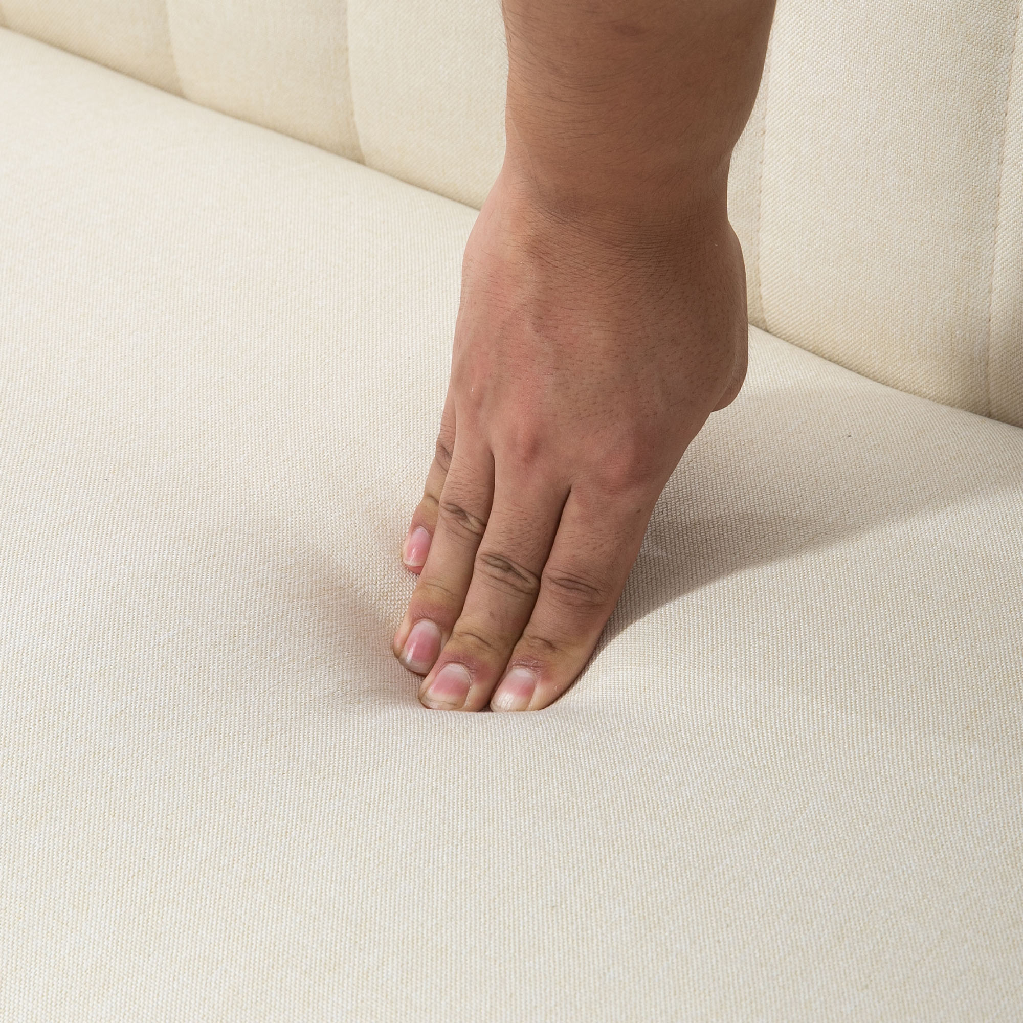  Canapea cu 2 Locuri din Material Textil fara Brate, Canapea  cu Picioare din Lemn, 117x56,5x77 cm, Verde [8]