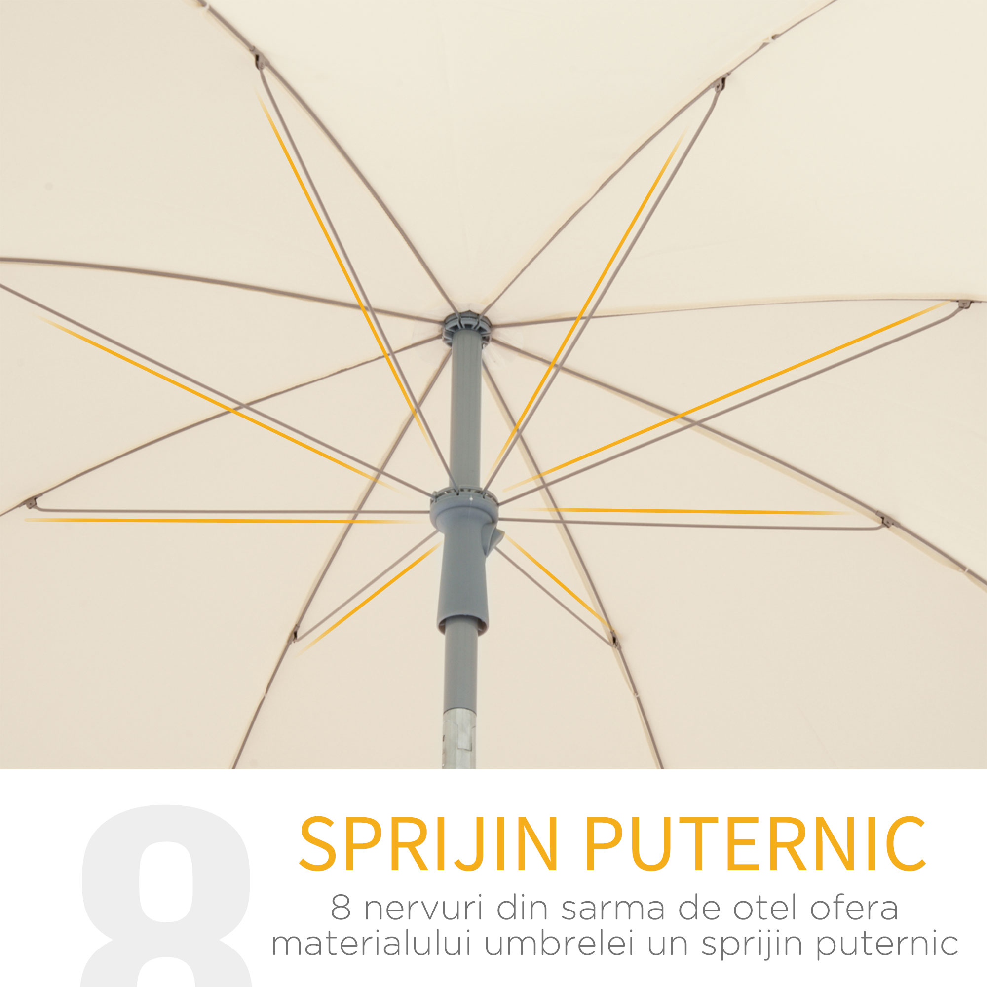  Umbrela de Gradina cu Acoperis Reglabil Φ220, Crem alb [5]