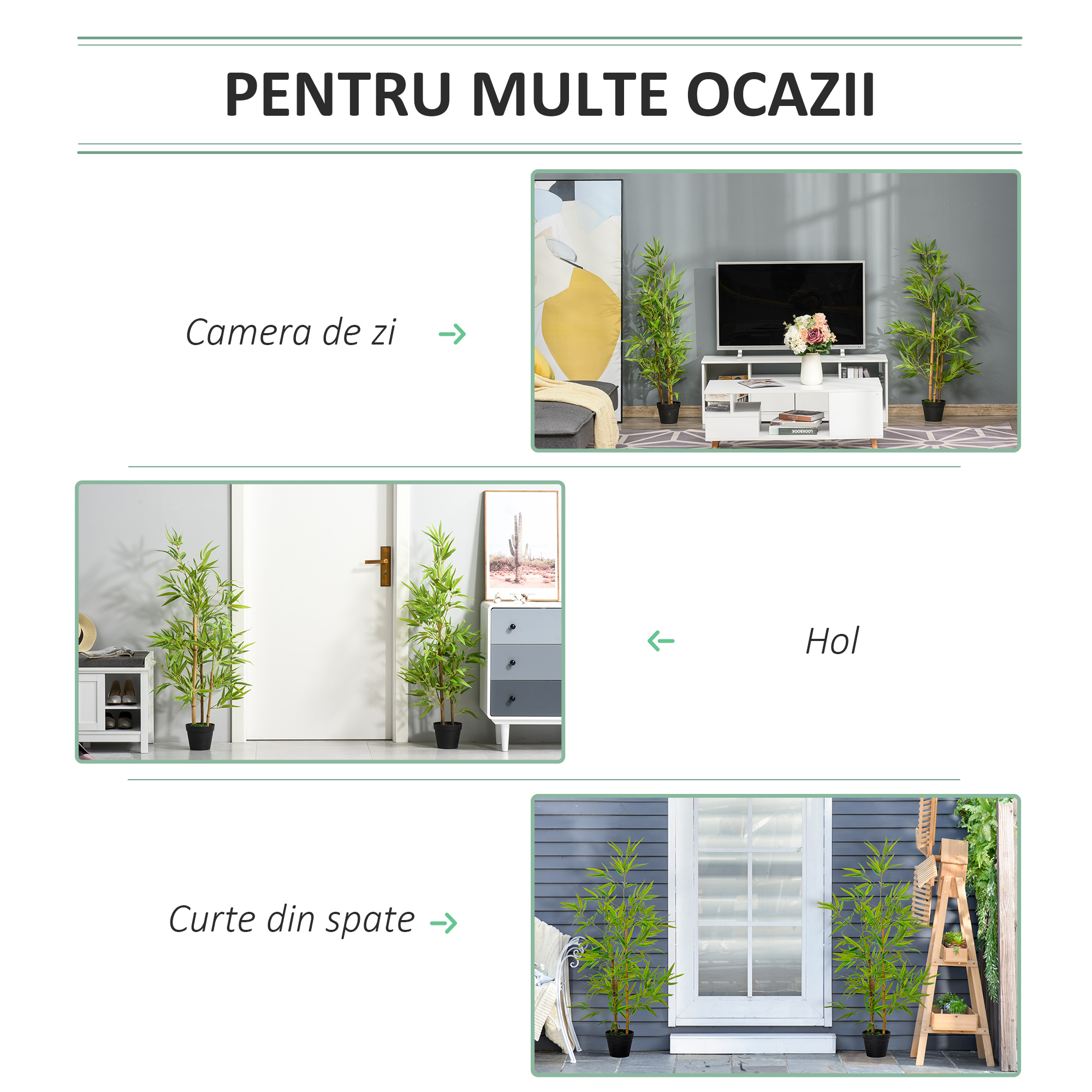  bambus artificial in ghiveci, 120 cm, verde [3]