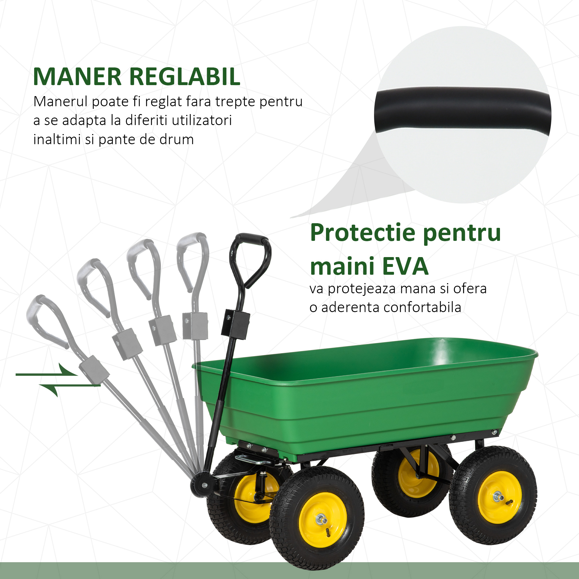  Carucior de gradina din otel PP cada rabatabila maner de transport  verde inchis [5]