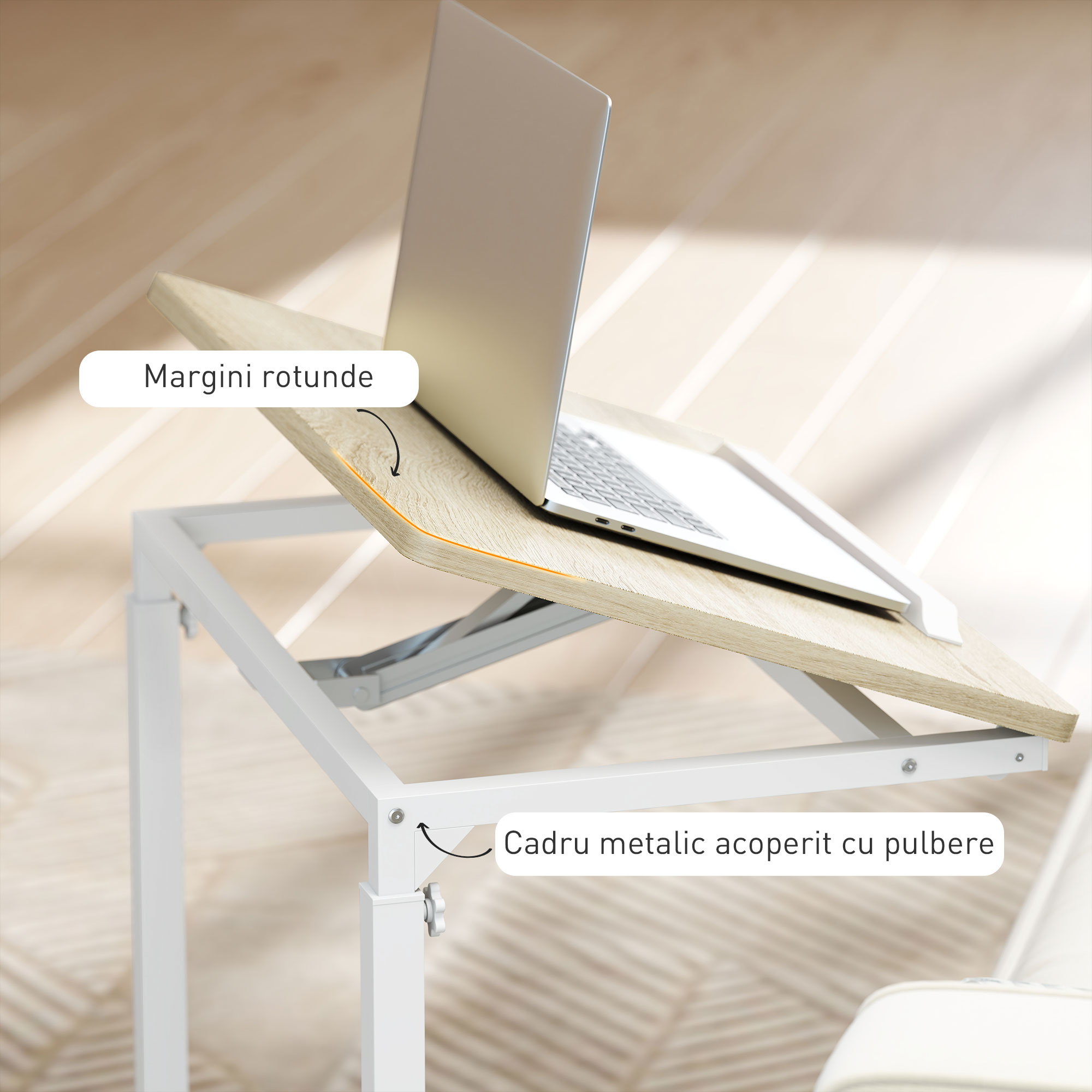  Masuta de Lucru Reglabila pe inaltime cu Blat inclinabil si 4 Roti [5]