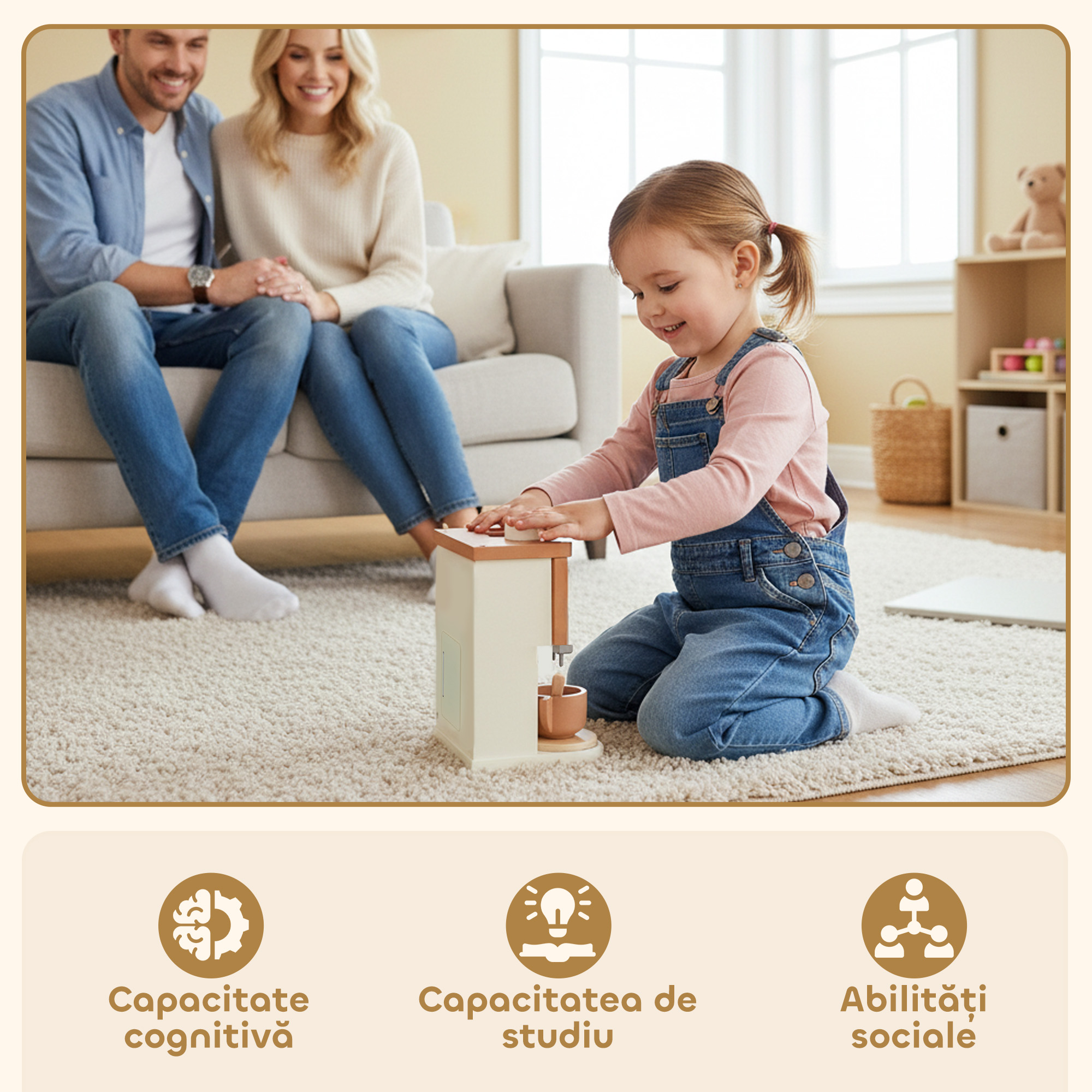  Masina de Cafea pentru Copii din Lemn, Jucarie pentru Joaca de Rol, Bucatarie, Cadou pentru Fete si Baieti 3+ [5]