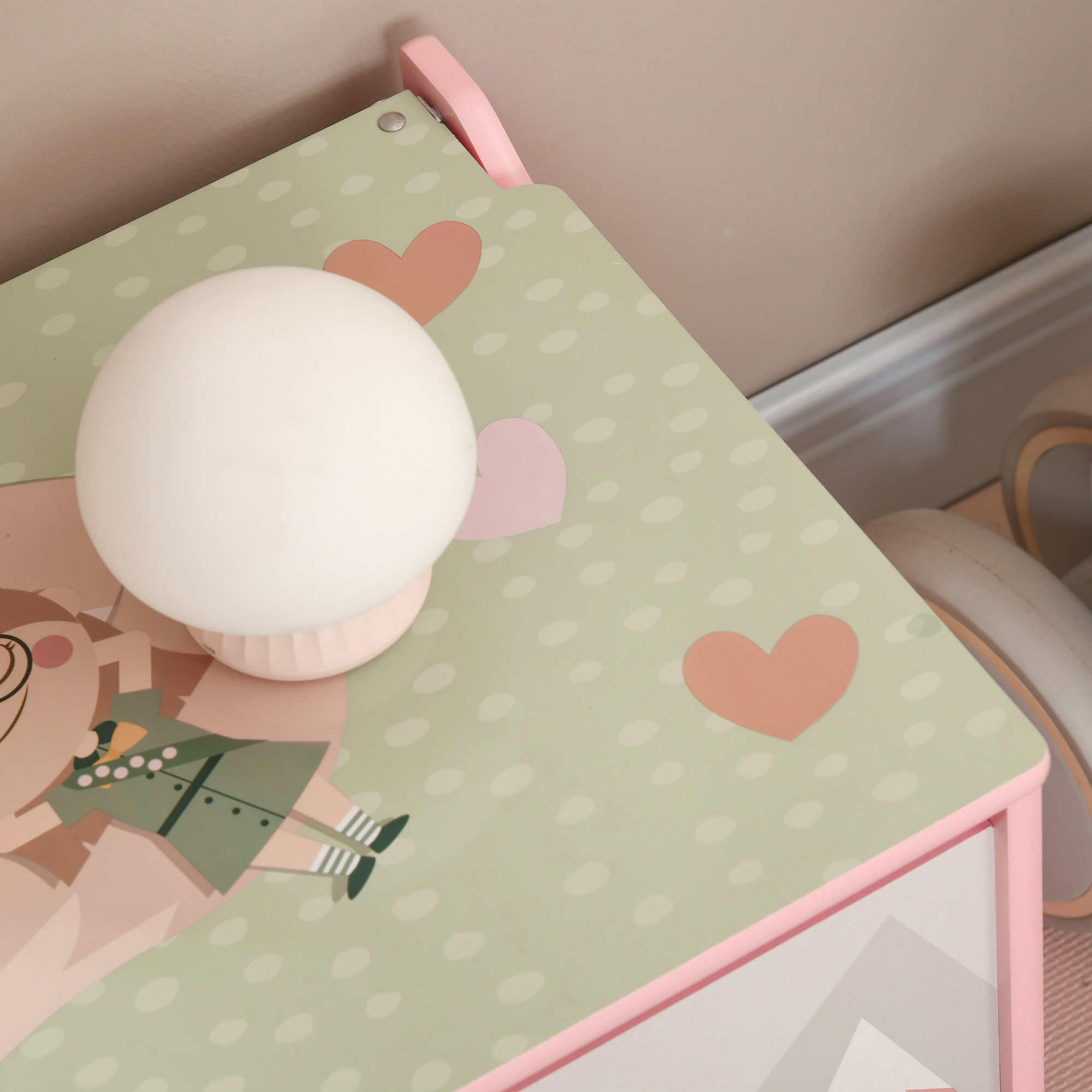 Cufar de jucarii pentru copii , lada din lemn MDF cu capac si balama de siguranta, 60x37x39cm, de culoare roz [8]