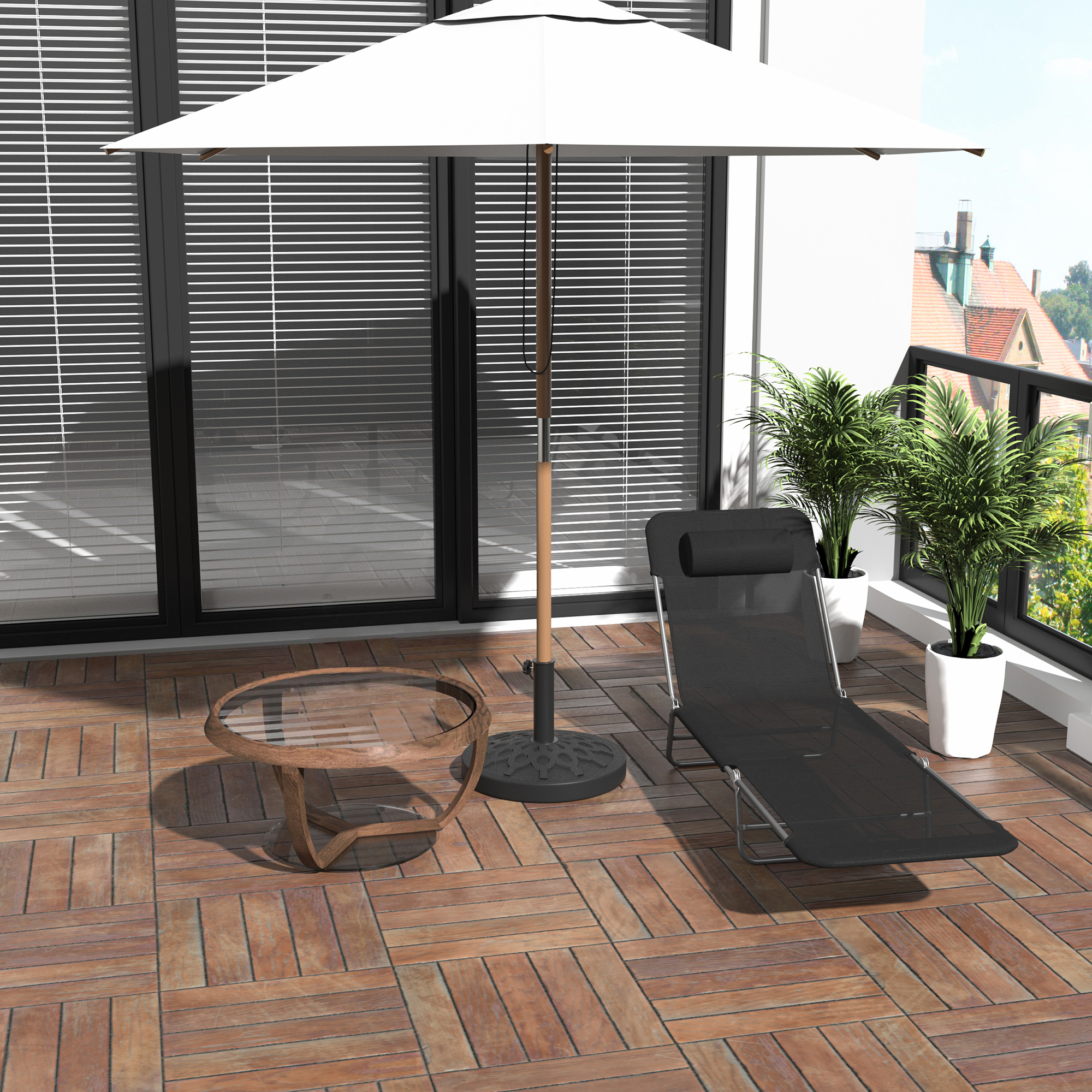  Sezlong pentru Bronzat Pliabil si Reclinabil, negru [8]