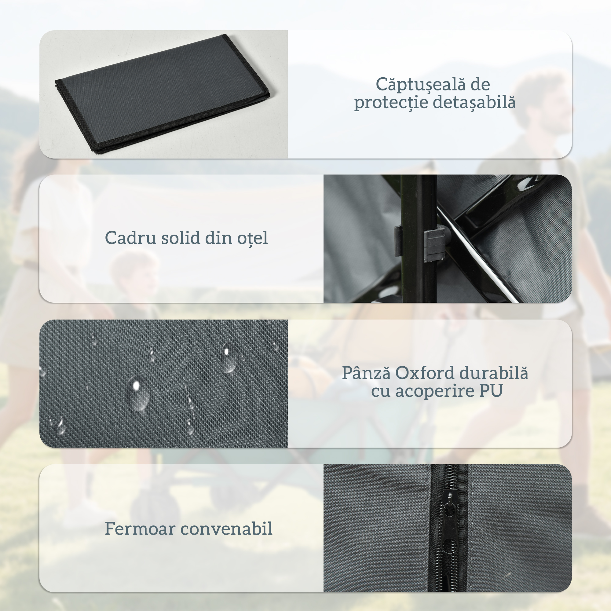  Carucior de gradina, sarcina maxima 70kg, cu maner telescopic, din metal si material Oxford, 108x55 cm, gri [4]