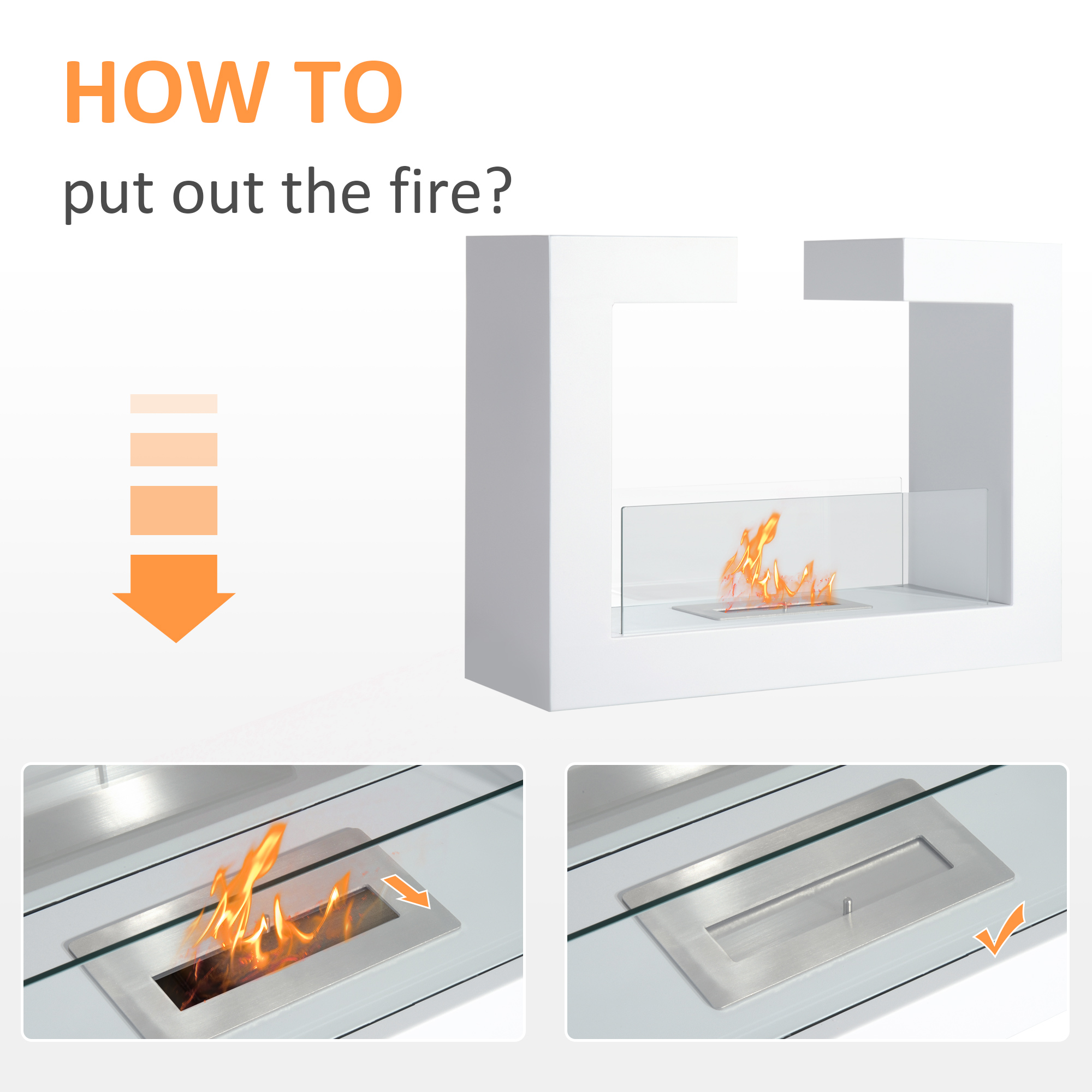  semineu pe Bioetanol din Otel Inoxidabil cu 1 Rezervor 1.5LT 78 x 25 x 58 Alb [4]