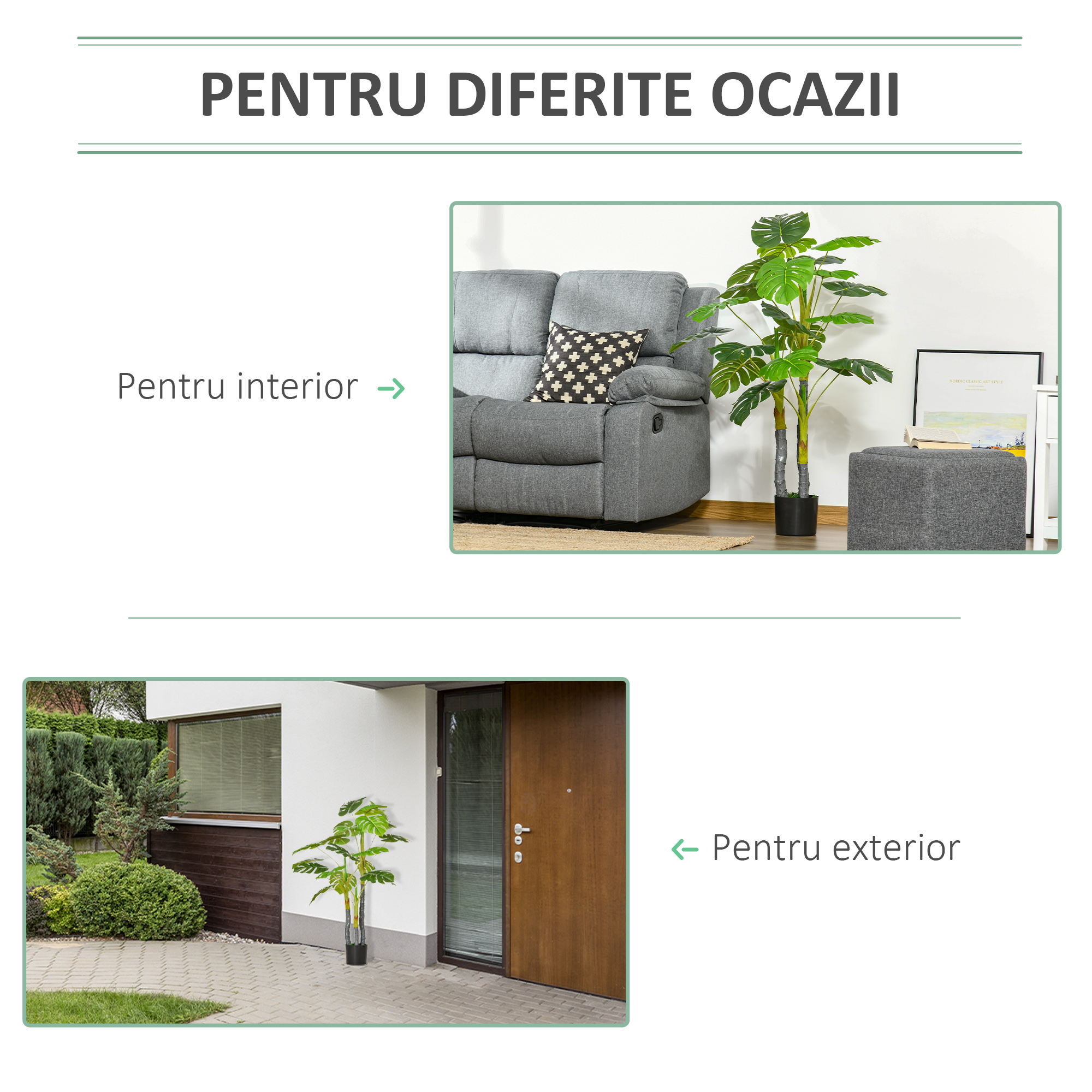  Monastera Planta Artificiala de Interior si Exterior, Planta Artificiala cu efect Realist cu 20 de Frunze, 120 cm [4]