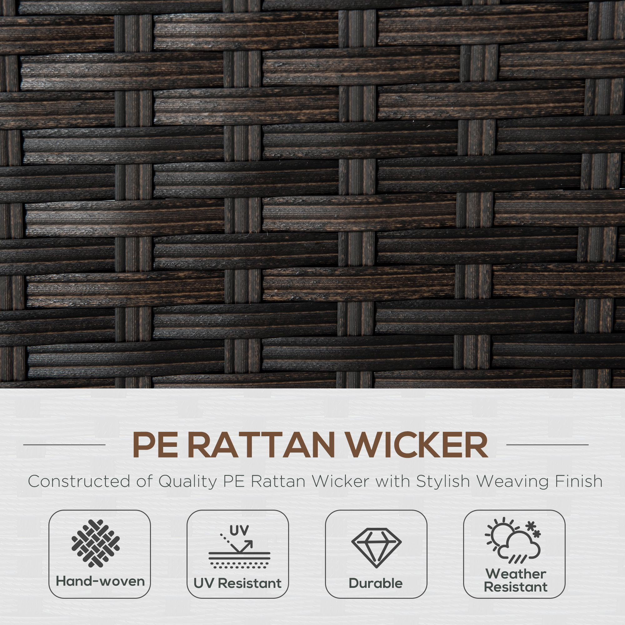  Canapea de Gradina 2 Locuri din Ratan PE, Canapea de Exterior cu Perne Captusite si Picioare Reglabile [5]