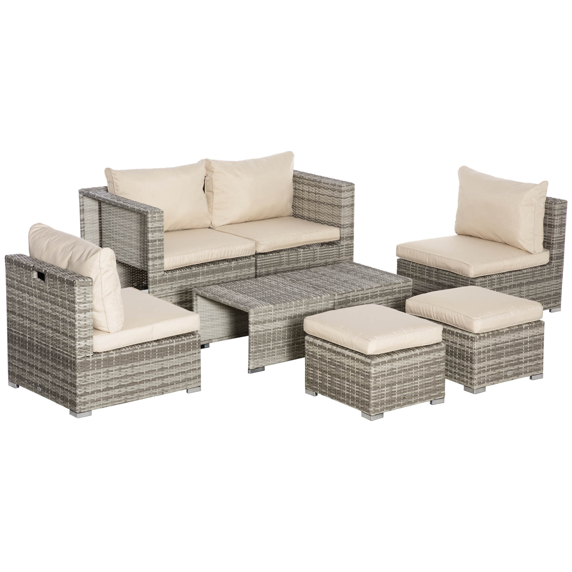 Gradina & balcon -  Living pentru gradina din Rattan PE din 8 Piese , Gri si Bej