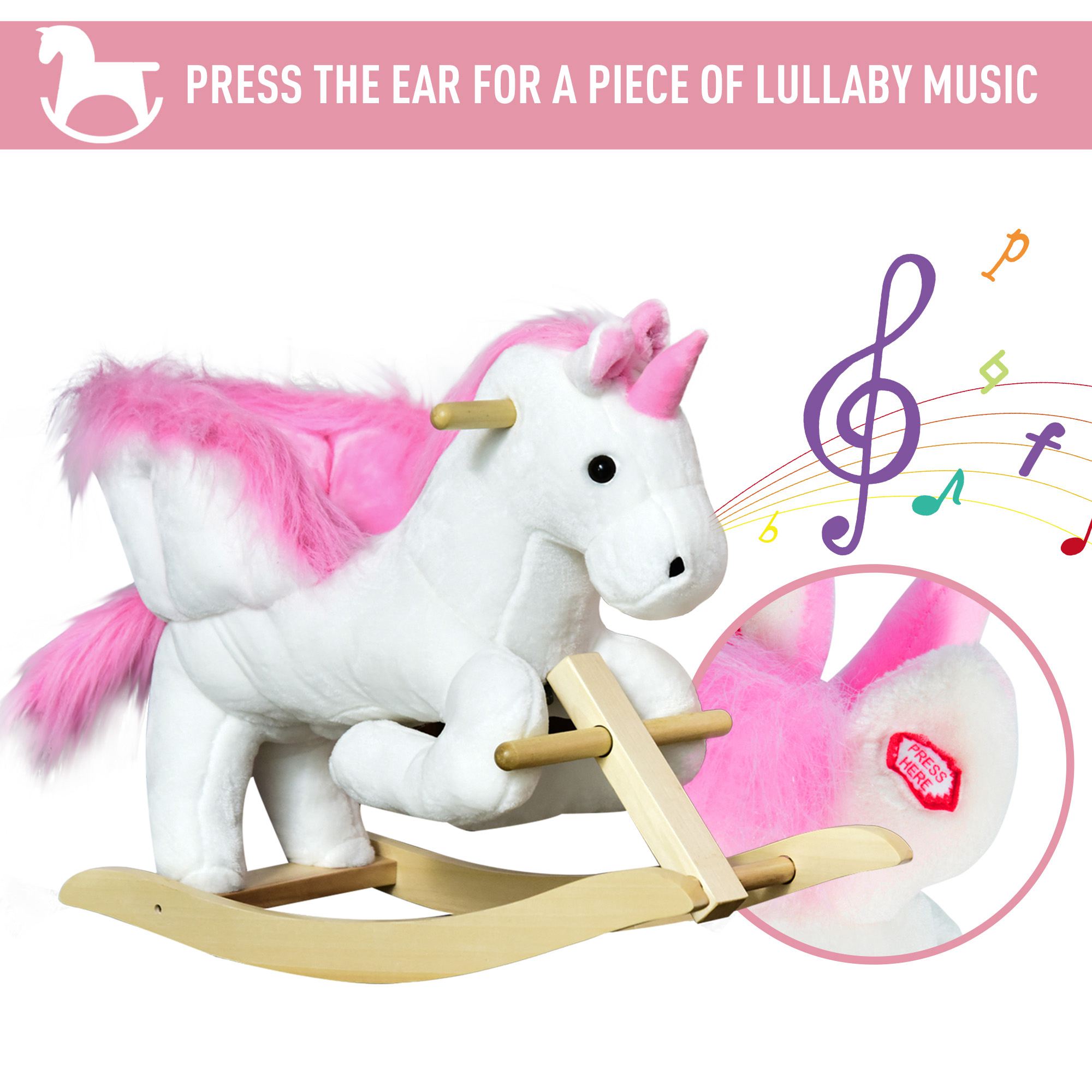  Cal tip Balansoar Unicorn cu Musica din Metal si Lemn 65x32x55cm [3]
