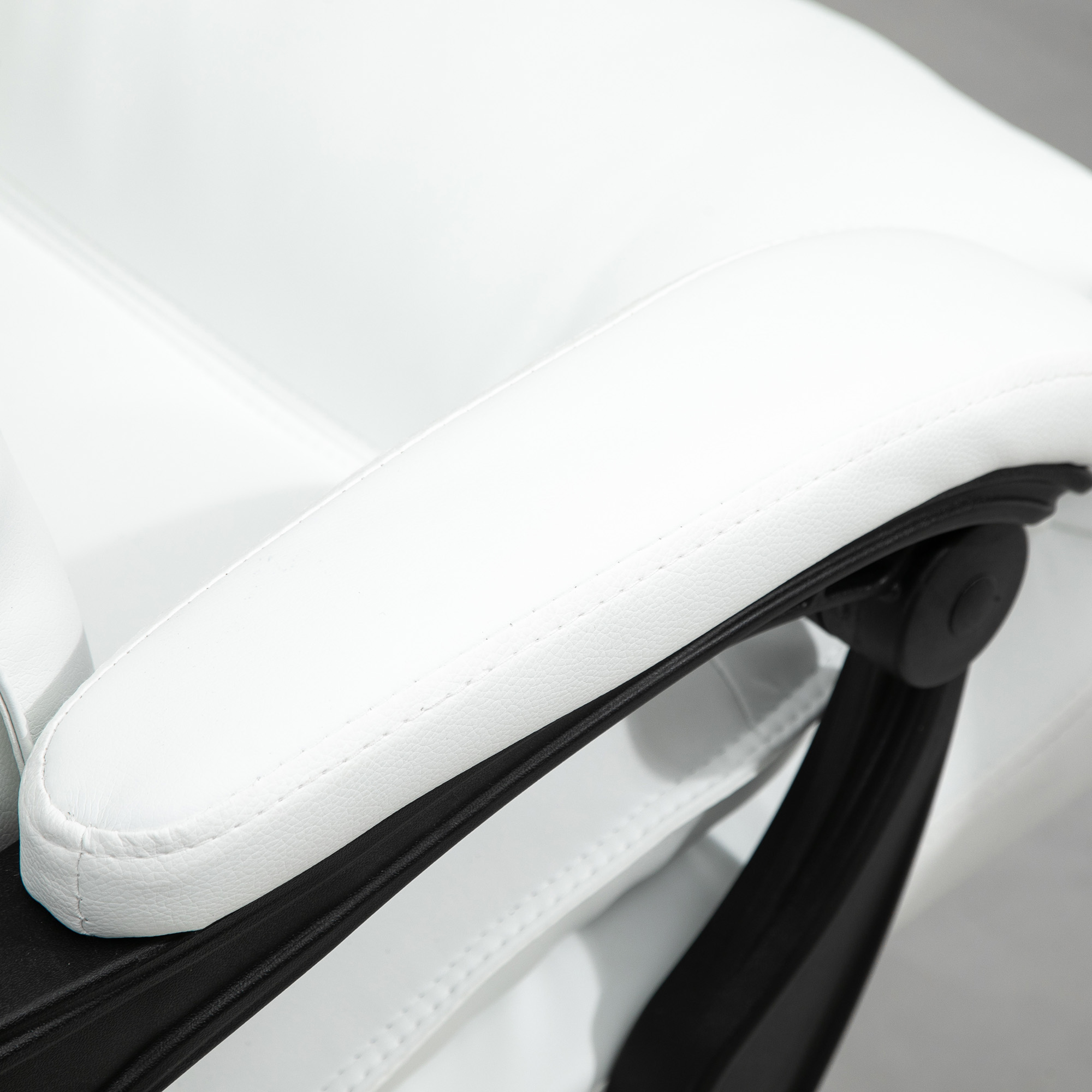  Fotoliu de Birou din Piele ecologica Alb Ajustabil Rabatabil la 155° Suport pentru picioare [8]