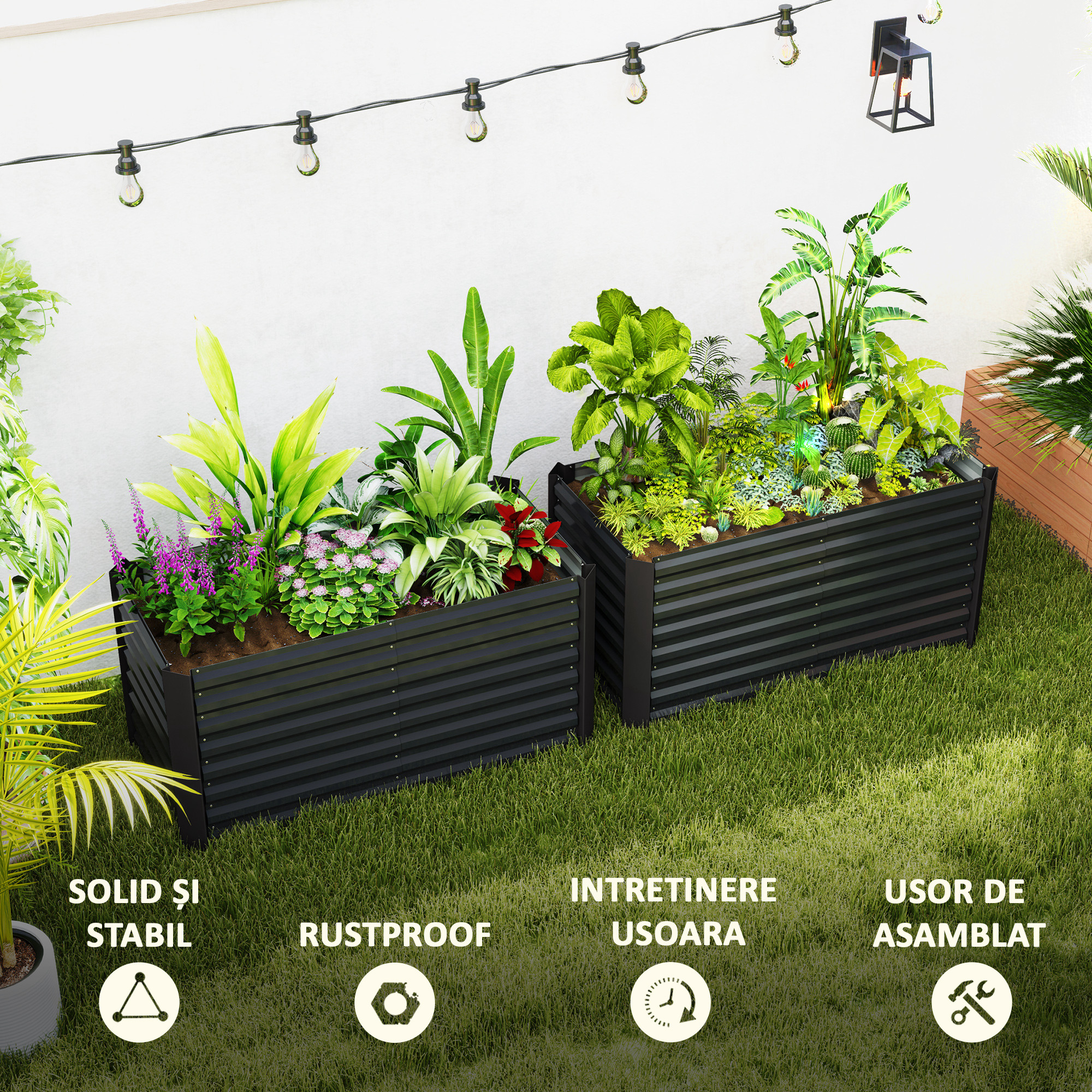  Set 2 Jardiniere Gradina inaltate 120×60×60 cm - Otel Galvanizat [6]