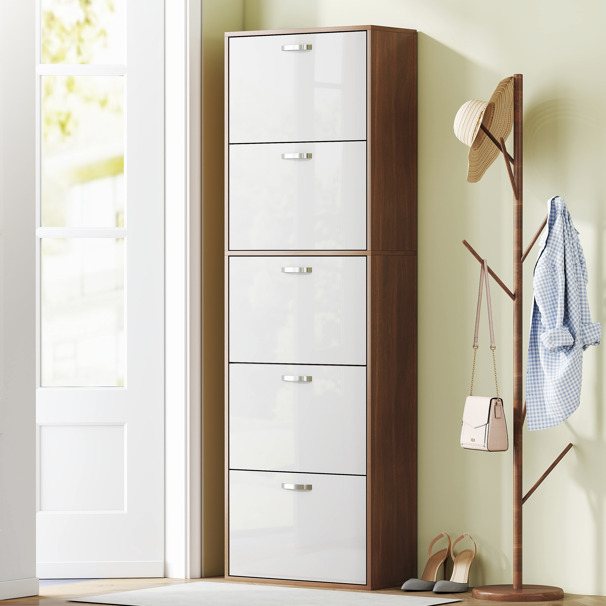  Dulap Pantofi 60×28×189 cm - 5 Sertare & Spatiu pentru 30 Perechi [1]