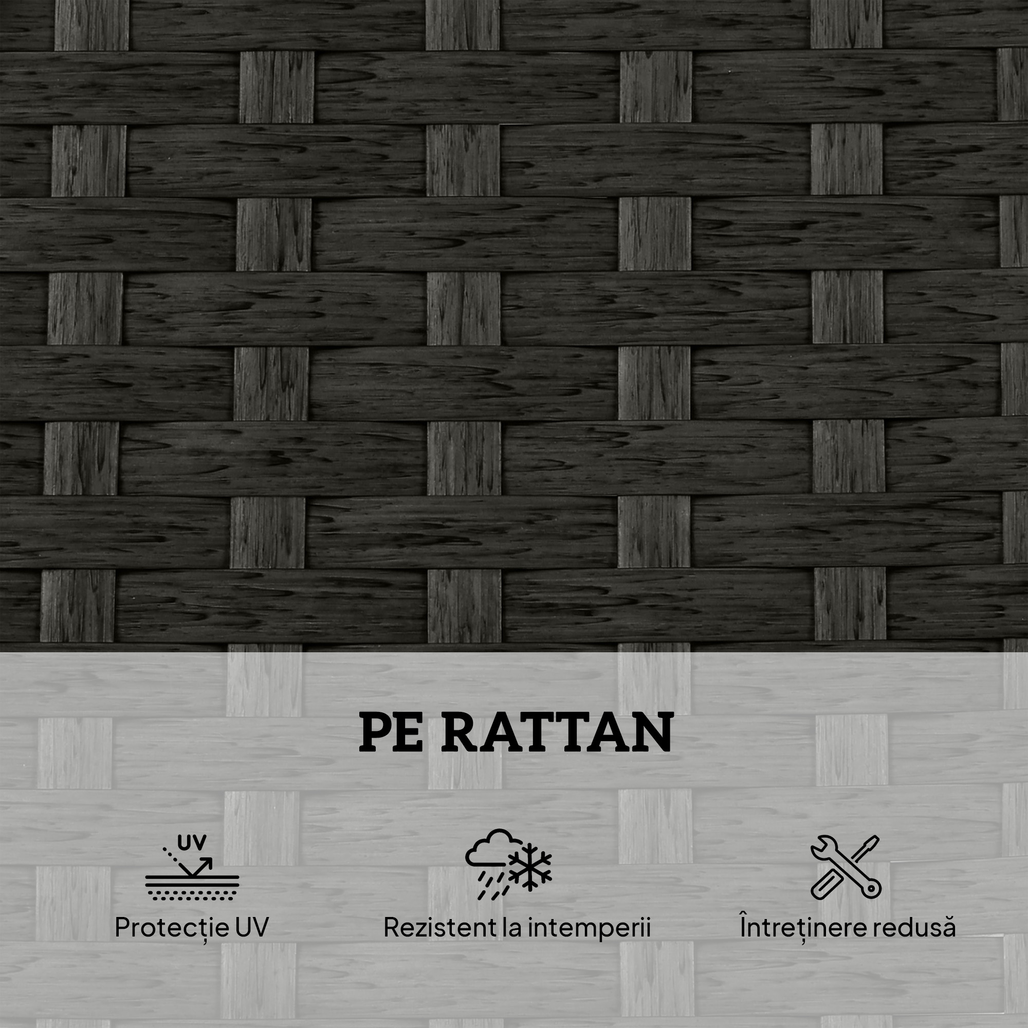  Set 2 sezlonguri de Gradina din Ratan cu Masuta Laterala si Spatar Reglabil, 184x60x22 cm, Gri inchis [6]