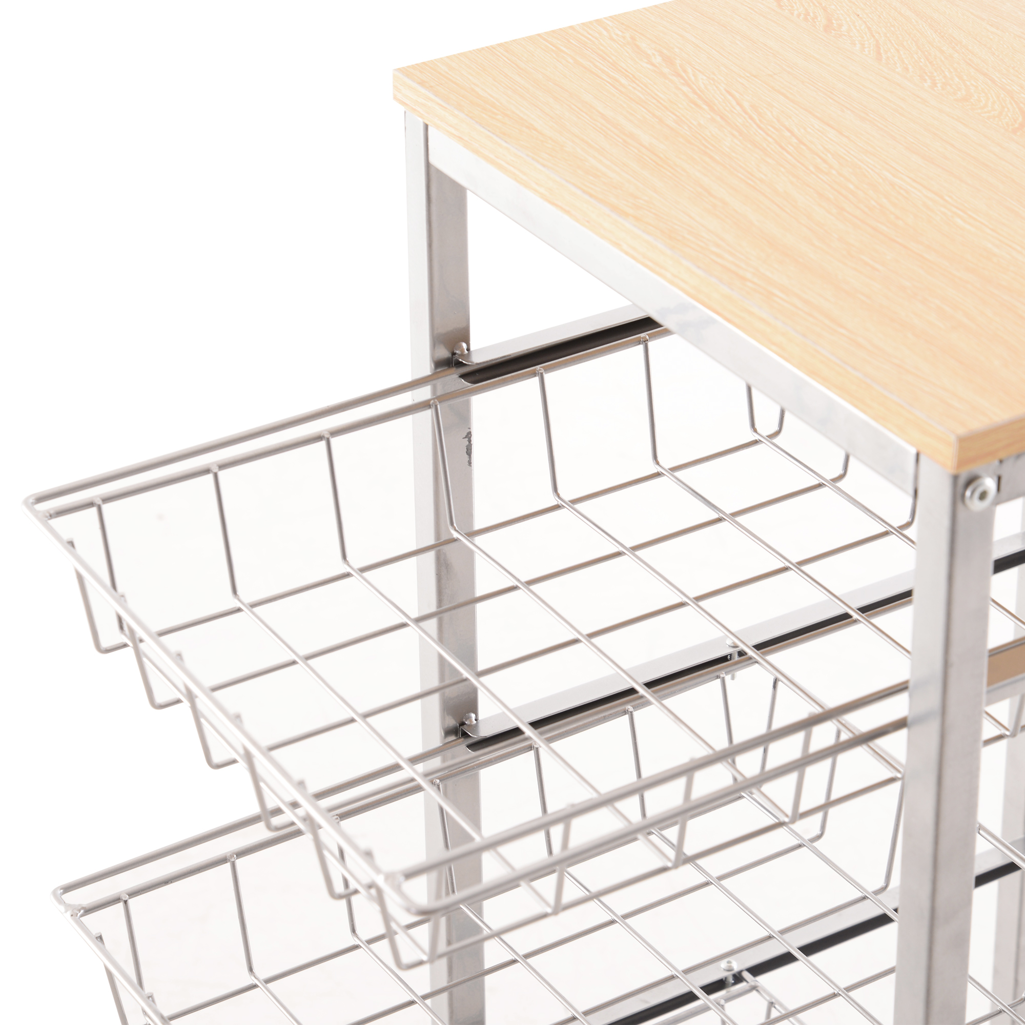  Carucior de Bucatarie cu 4 Cosuri Detasabile pentru Alimente, 36,5x36,5x89 cm, Argintiu [7]