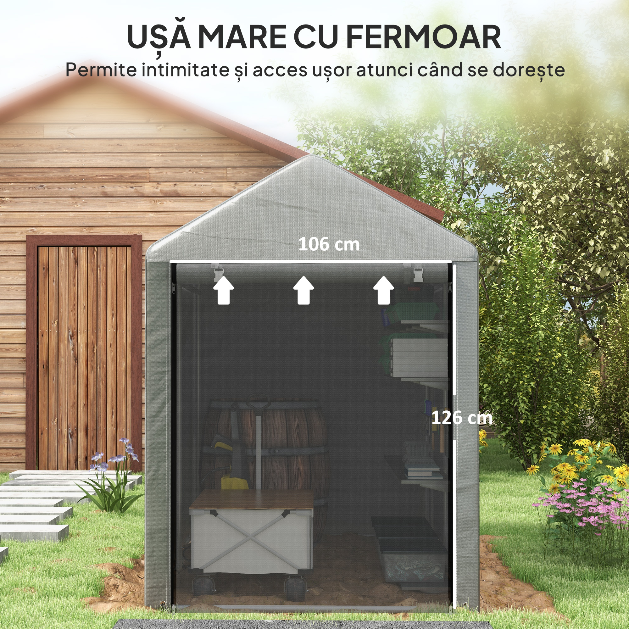  Cort Garaj Moto 120×179×165 cm - Cu Fermoar, Protectie Exterior [5]