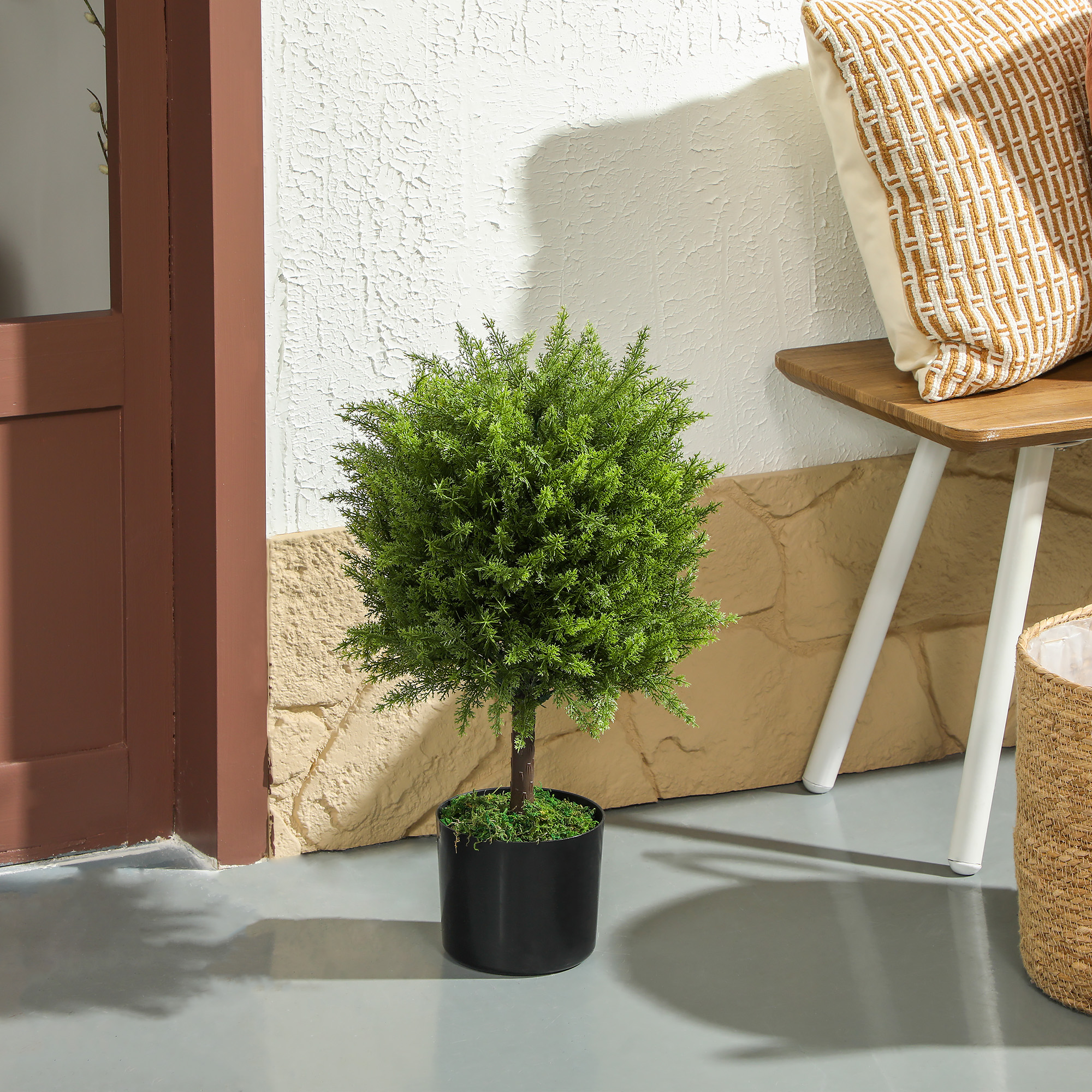  Planta Artificiala Cedru Rezistenta la Raze UV cu Ghiveci, Ø14,5x55 cm, Verde [1]