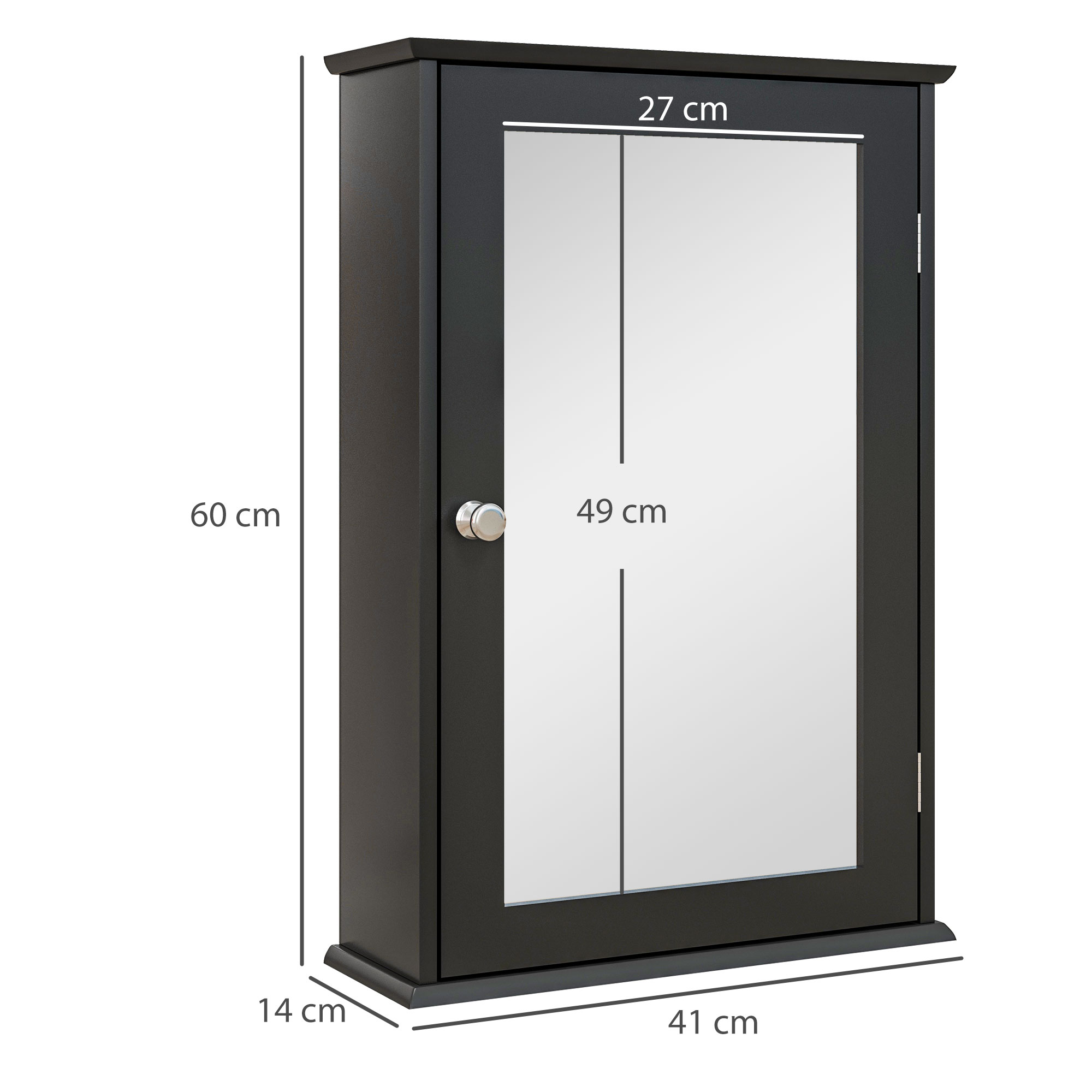  Mobilier de Baie Dulap Suspendat cu Oglinda 41x14x60cm Negru [2]