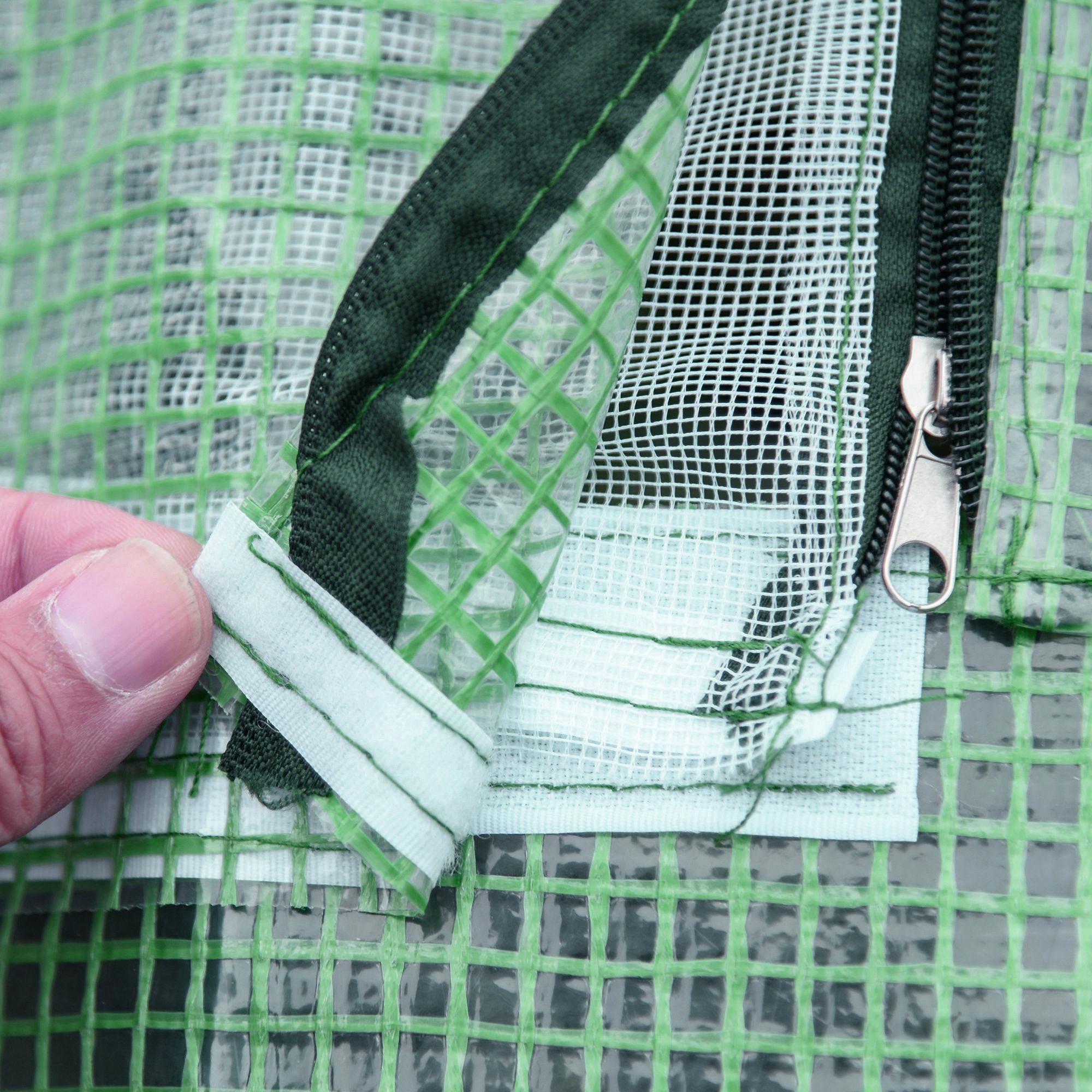  Sera de Gradina din Otel cu Acoperire din PE, Usi Rulabile si Ferestre, 180x140x80cm, Verde [7]