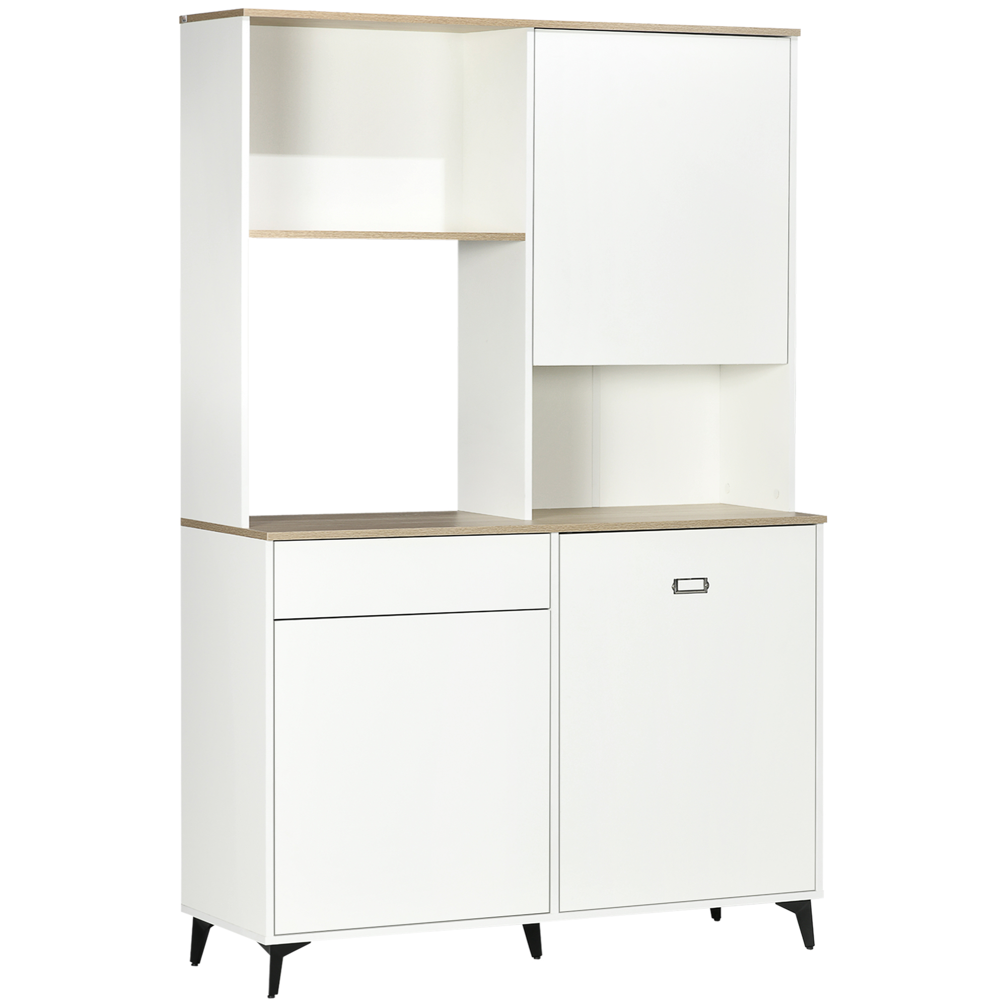 Bucatarie -  Dulap de bucatarie independent, dulap de depozitare modern, dulap pentru microunde cu usi si rafturi reglabile, 180 cm, alb