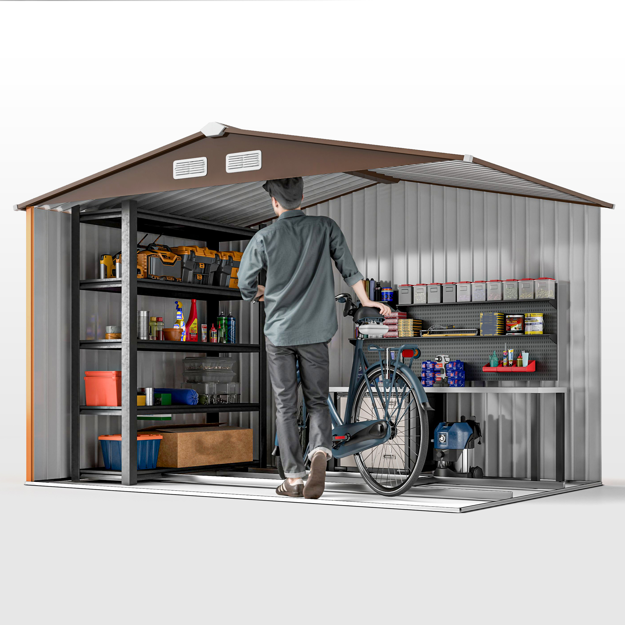  Casuta Gradina Fier Galben 277×191×192 cm - Magazie Spatioasa [8]