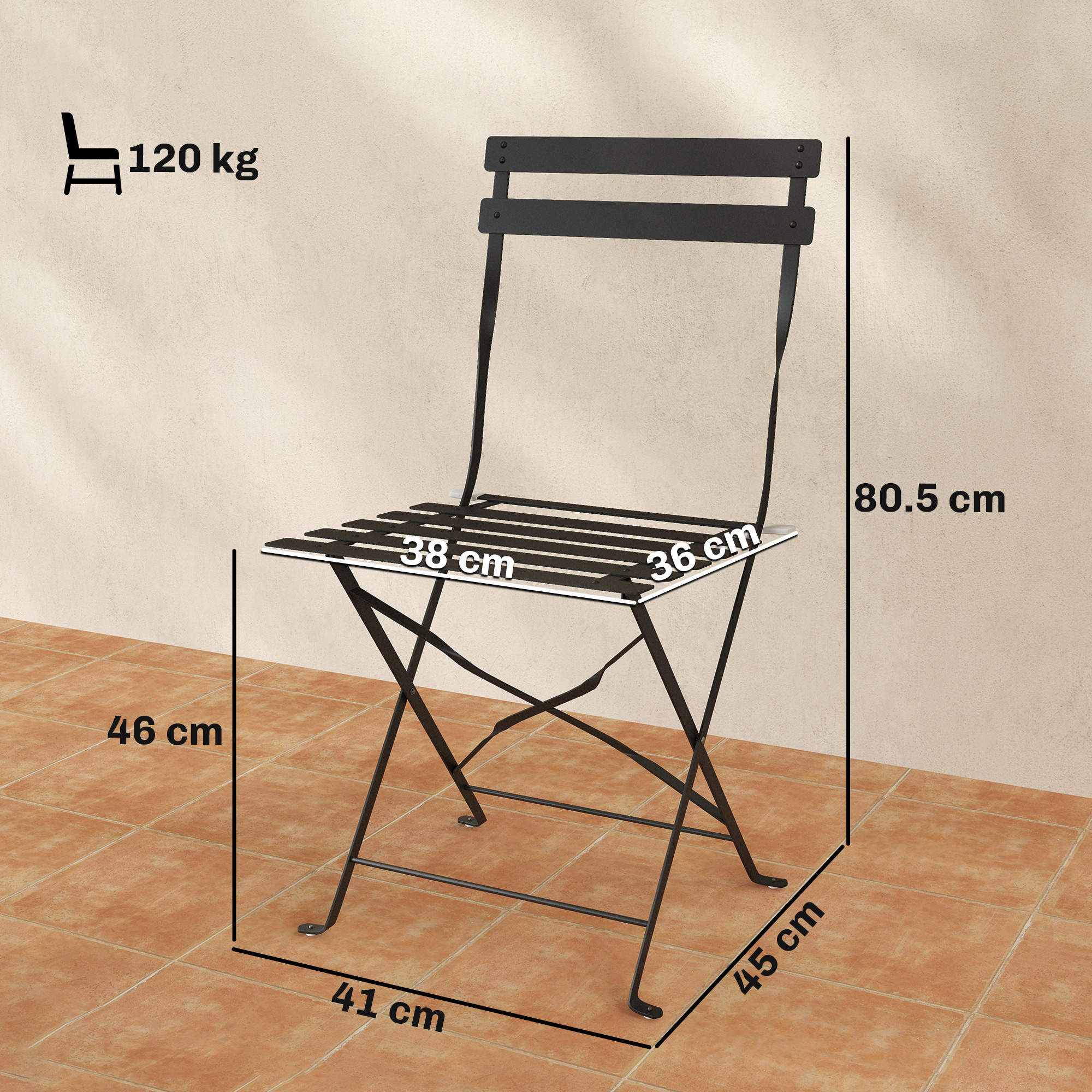  Set de 2 Scaune de Gradina Pliabile cu sezut cu Lamele [2]
