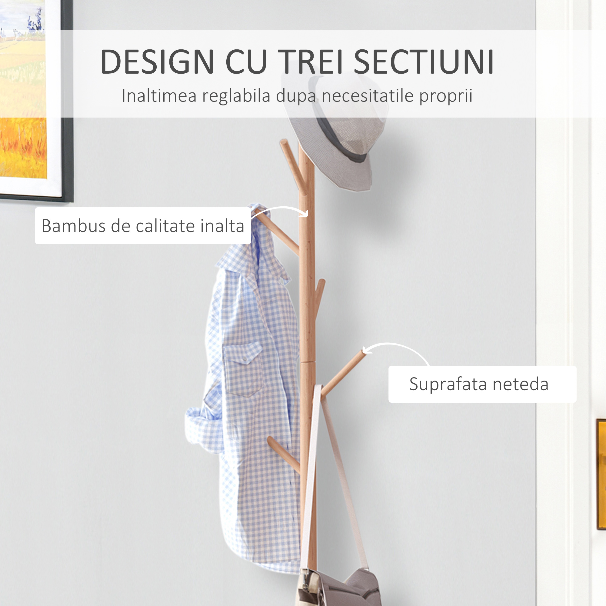  Cuier Dulap pantofi cu 6 Agatatoare in Bambù, Alb, 40x30x180cm [6]